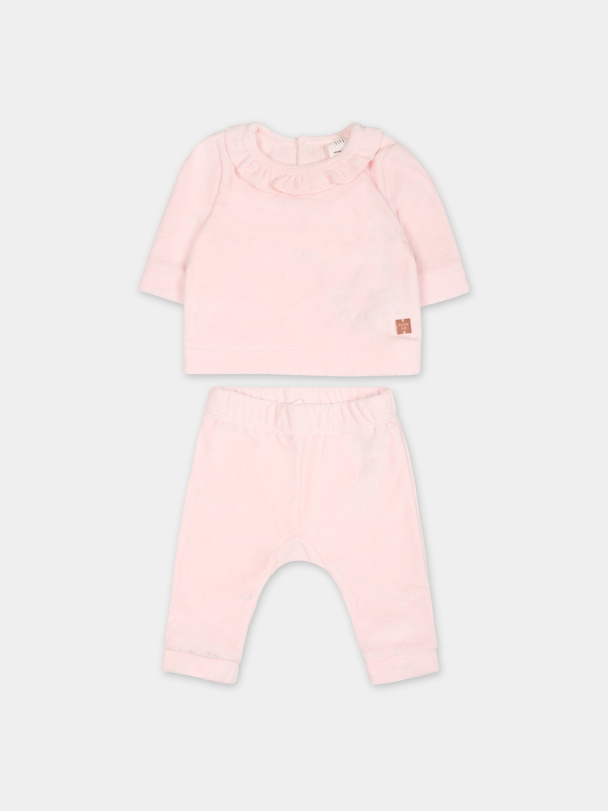 Completo rosa per neonata con cuori,Carrement Beau,Y98228 43B