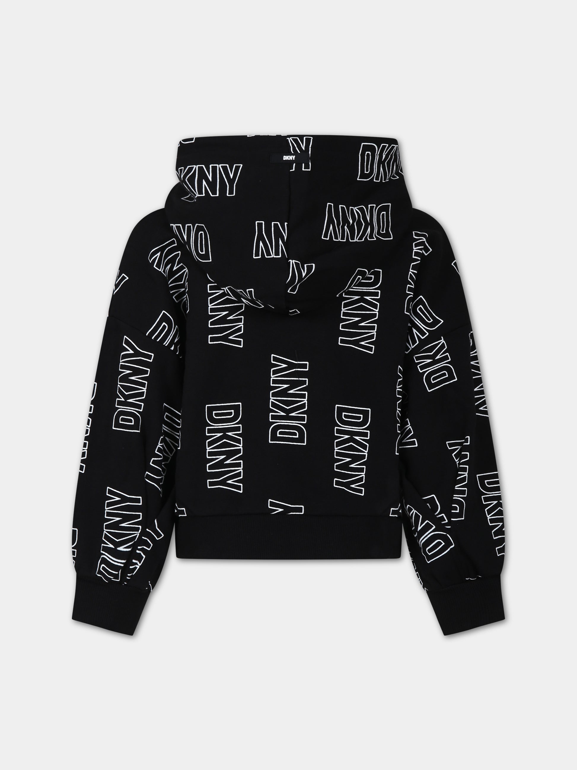 Felpa nera per bambina con logo,Dkny,D35T13 M41