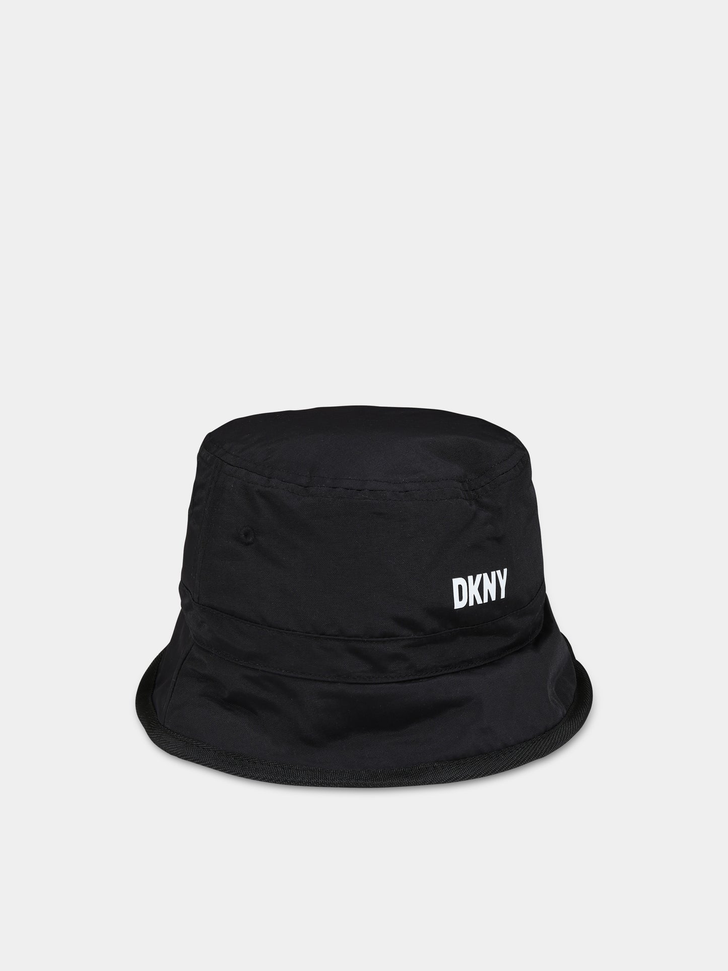 Cloche nera reversibile per bambini con logo,Dkny,D31313 09B