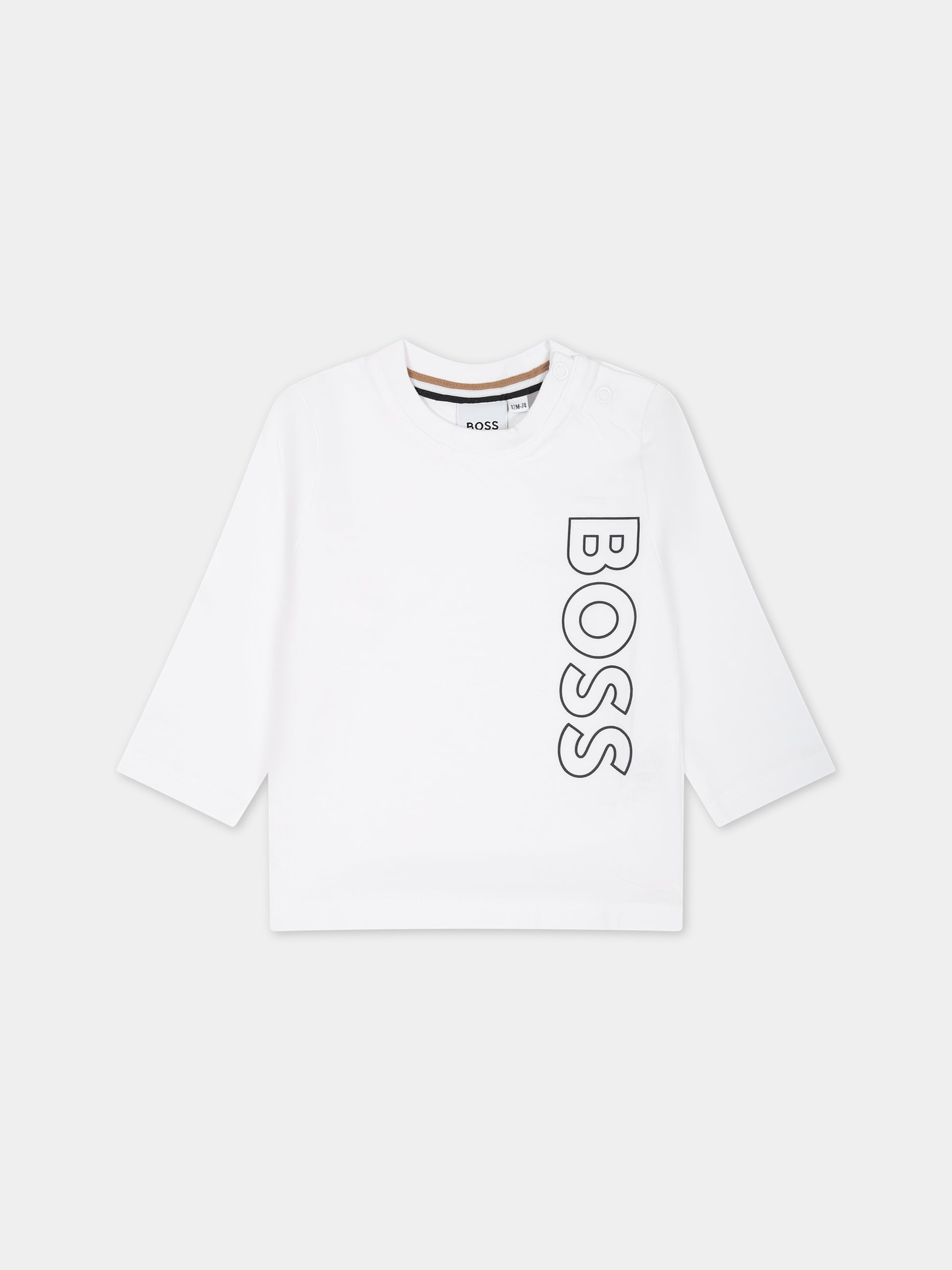 T-shirt bianca con logo per neonato,Boss,J05A21 10P