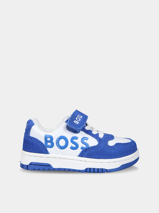 Sneakers azzurre per neonato con logo,Boss,J09208 MARINE