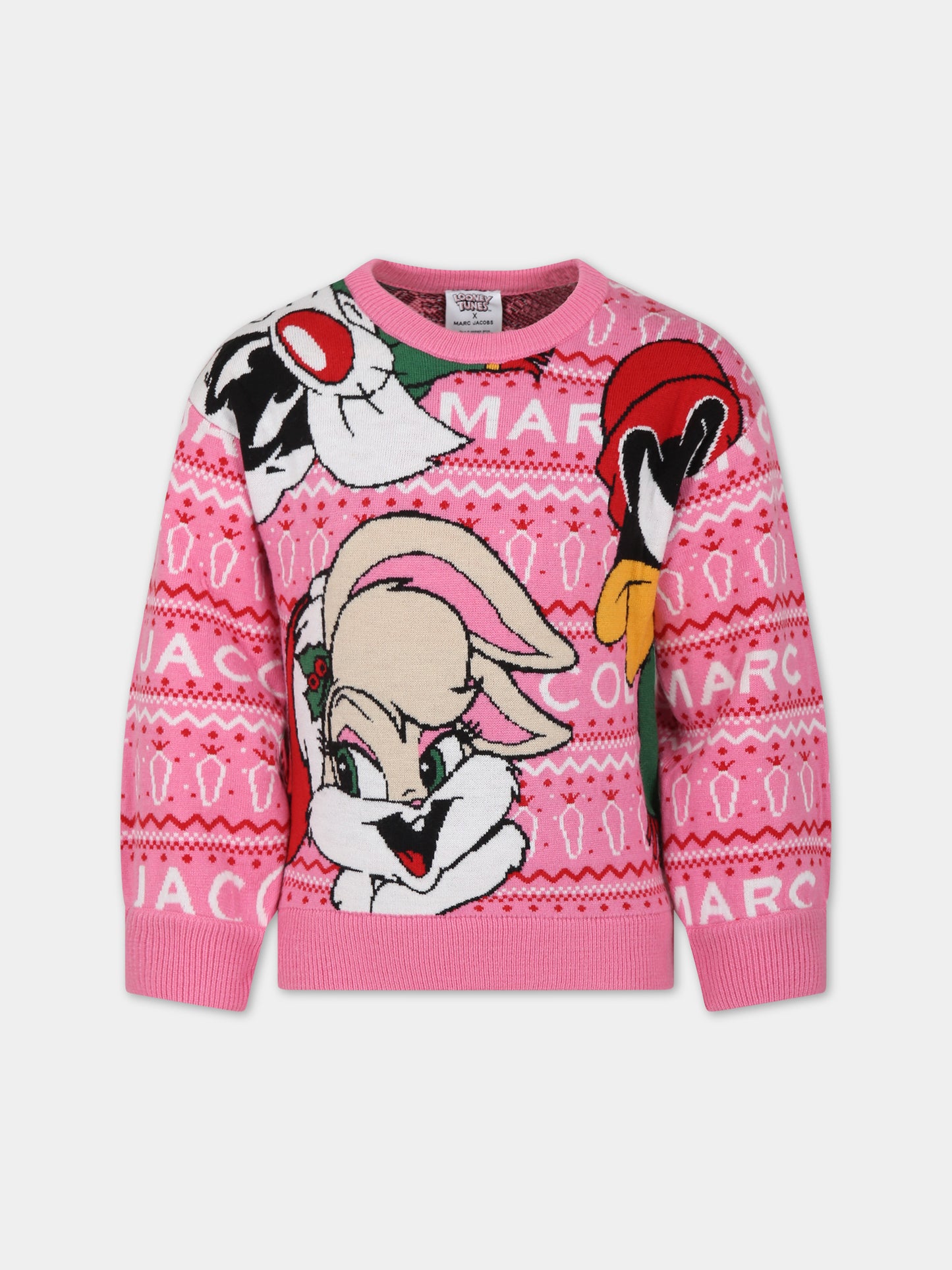 Maglione rosa natalizio per bambina,Little Marc Jacobs,W15693 44G