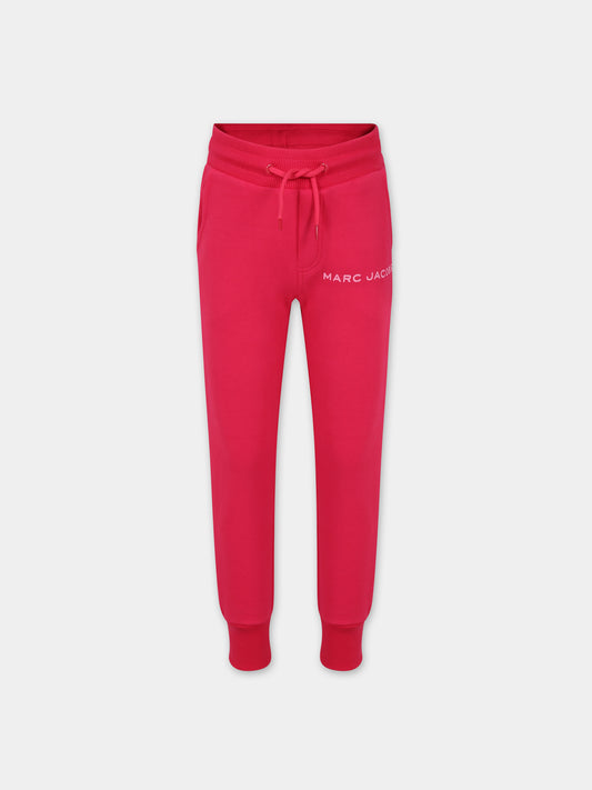 Pantaloni fucsia per bambina con logo,Little Marc Jacobs,W54006 494