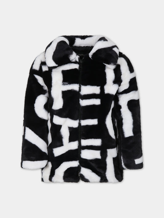 Ecopelliccia multicolor per bambina con logo,Karl Lagerfeld Kids,Z16168 M41