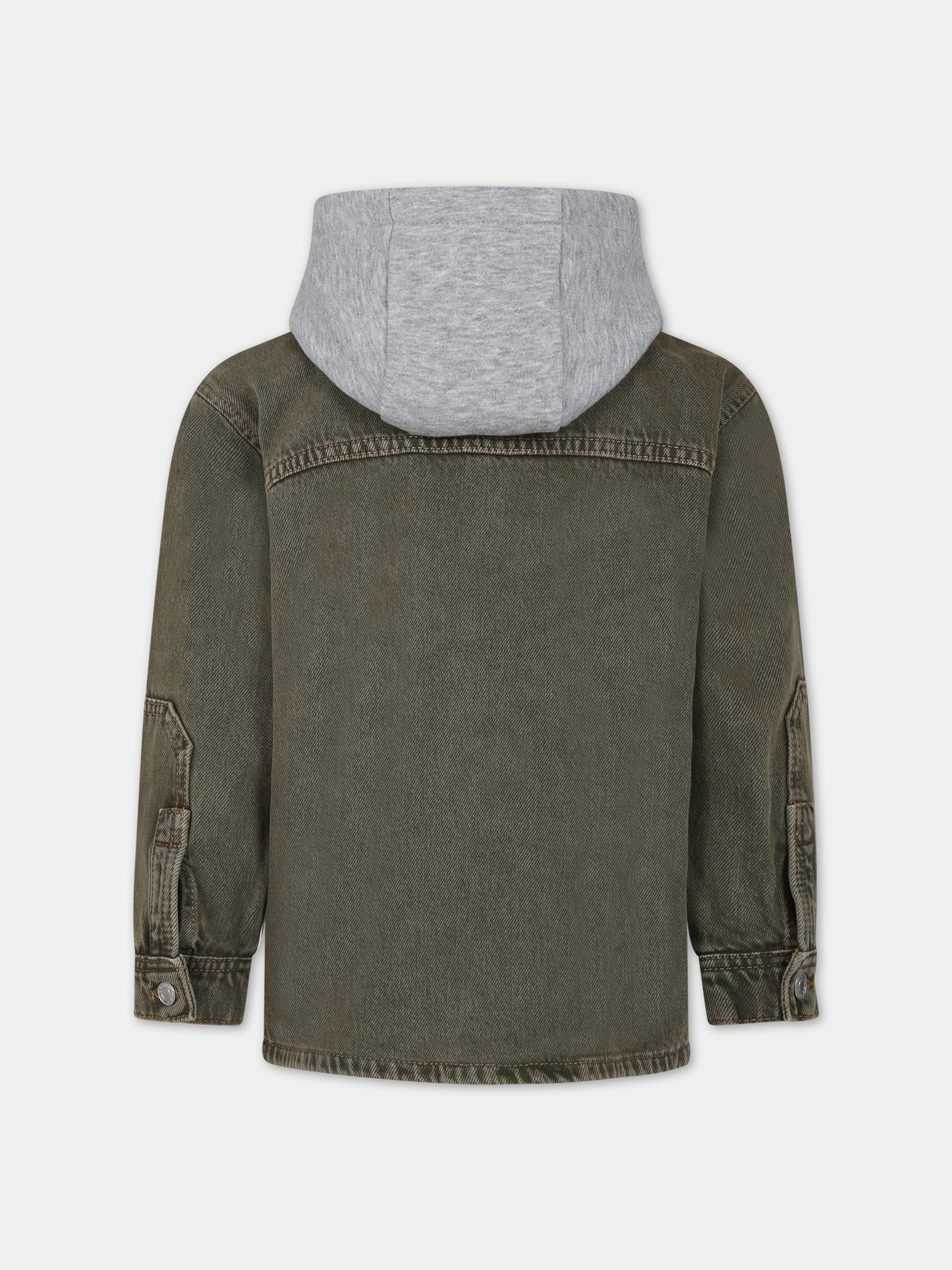 Camicia verde per bambino con cappuccio e logo,Hugo,G25148 Z36