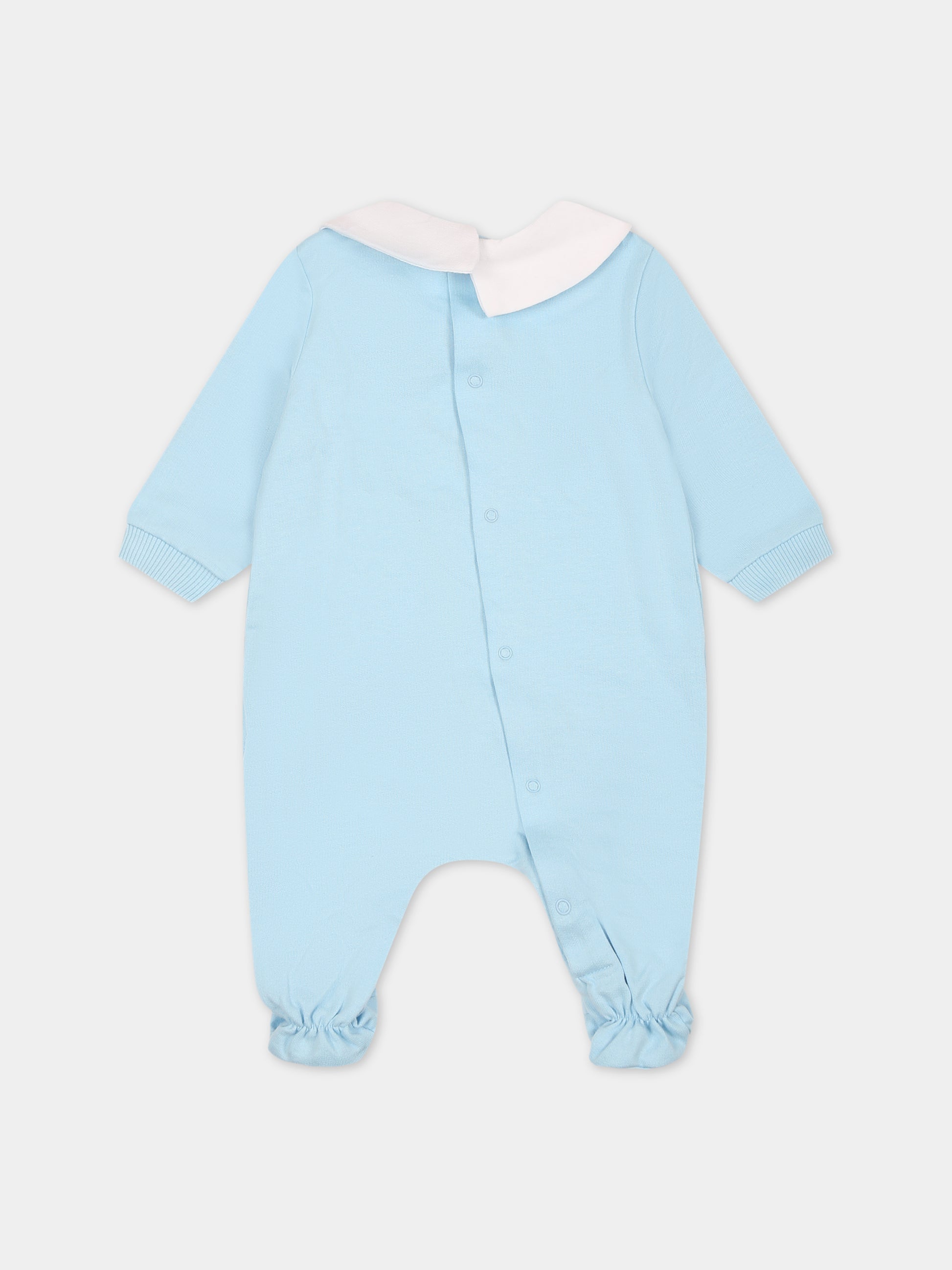 Tutina celeste per neonato con Teddy Bears e logo,Moschino Kids,MWY037 LCA60 40304