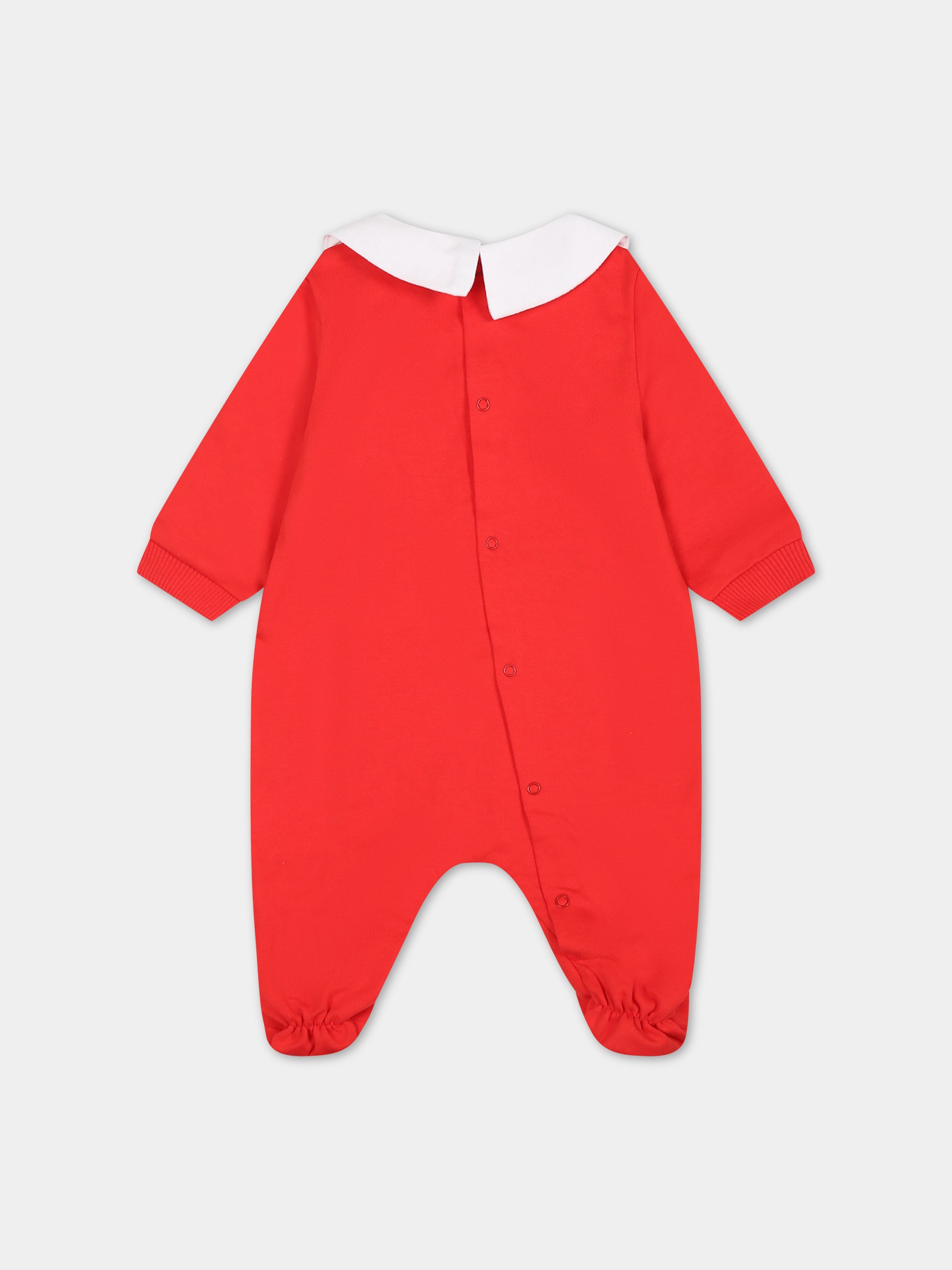 Tutina rossa per neonati con Teddy Bears e logo,Moschino Kids,MWY037 LCA60 50109