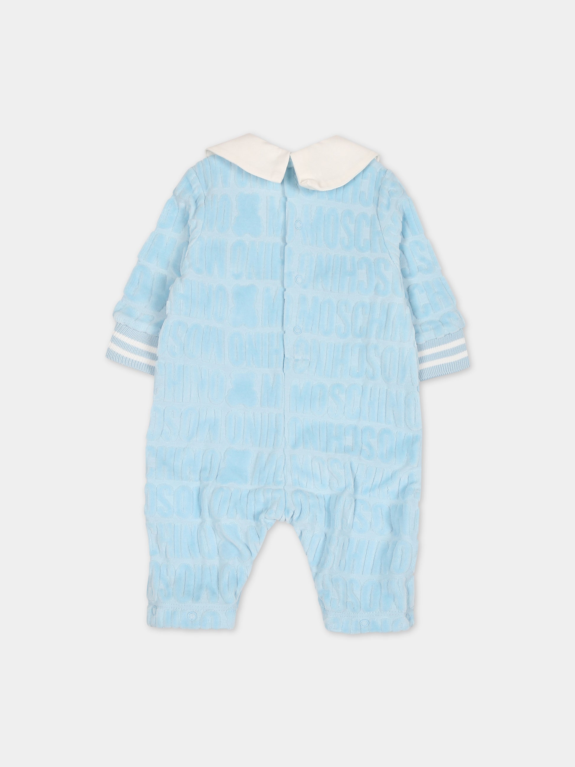 Completo celeste per neonato con logo,Moschino Kids,MUY05H LGB10 40304