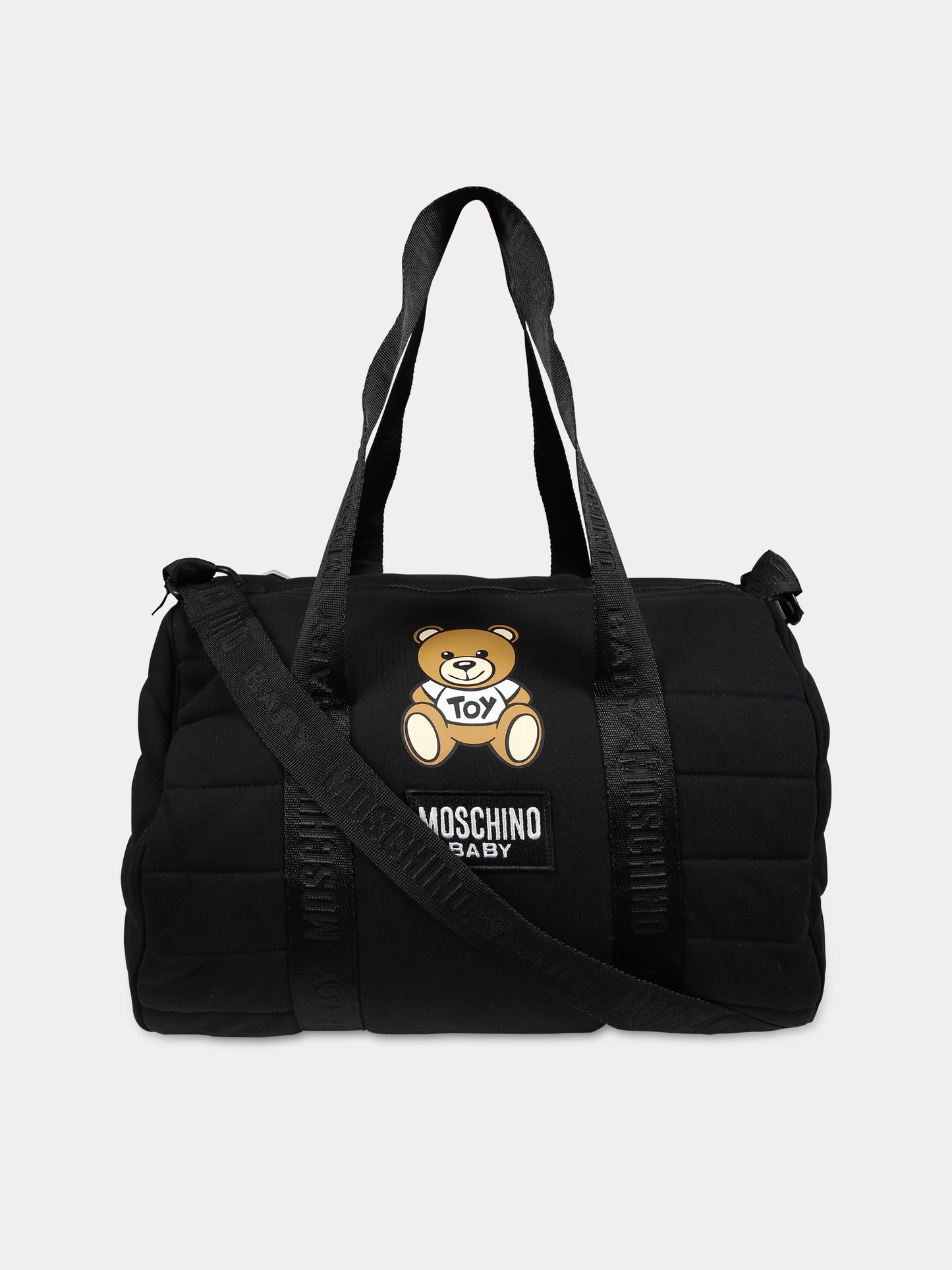 Borsa mamma nera per neonati con Teddy Bear e logo,Moschino Kids,MNX03P LCA26 60100