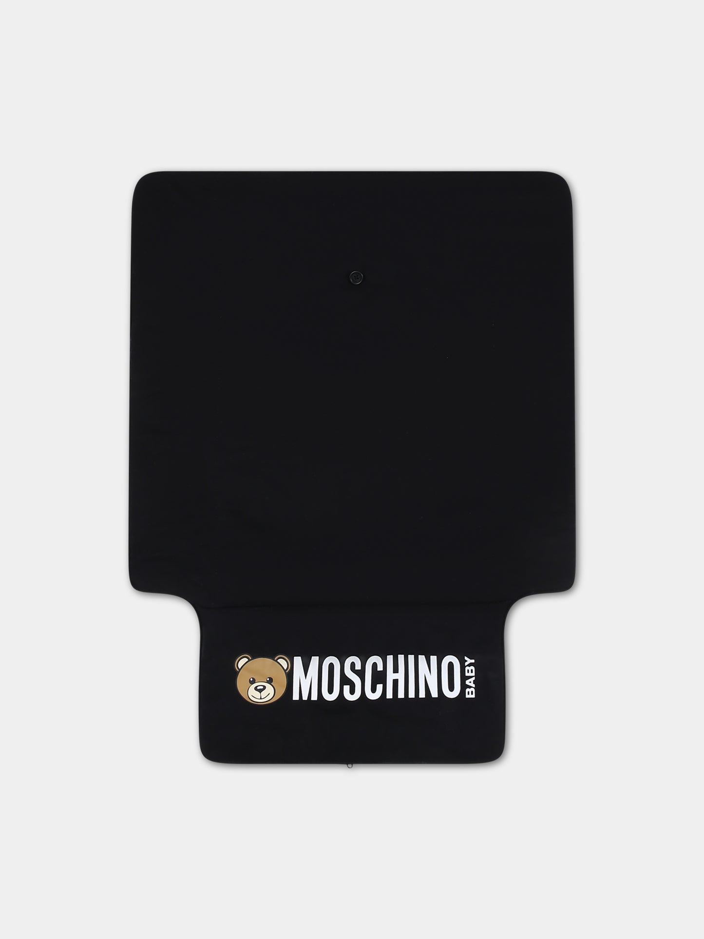 Borsa mamma nera per neonati con Teddy Bear e logo,Moschino Kids,MNX03P LCA26 60100