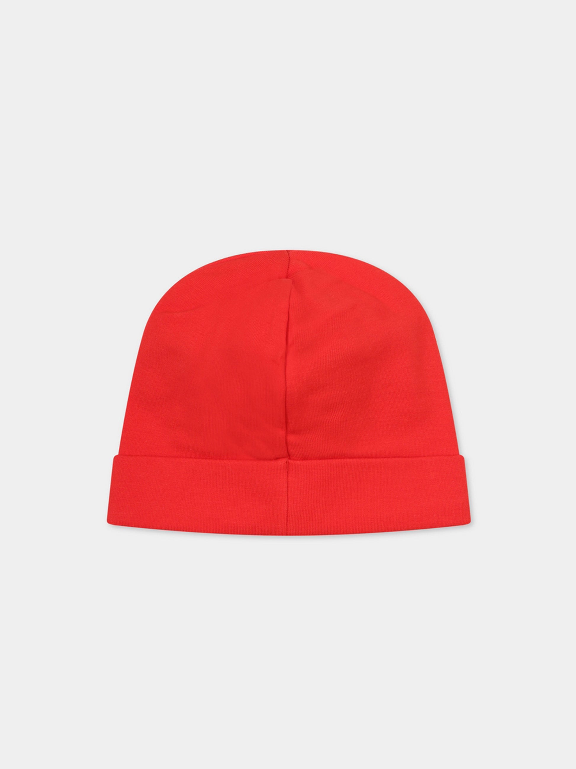 Cappello rosso per neonati con Teddy Bear e logo,Moschino Kids,MUX04H LDA17 50109