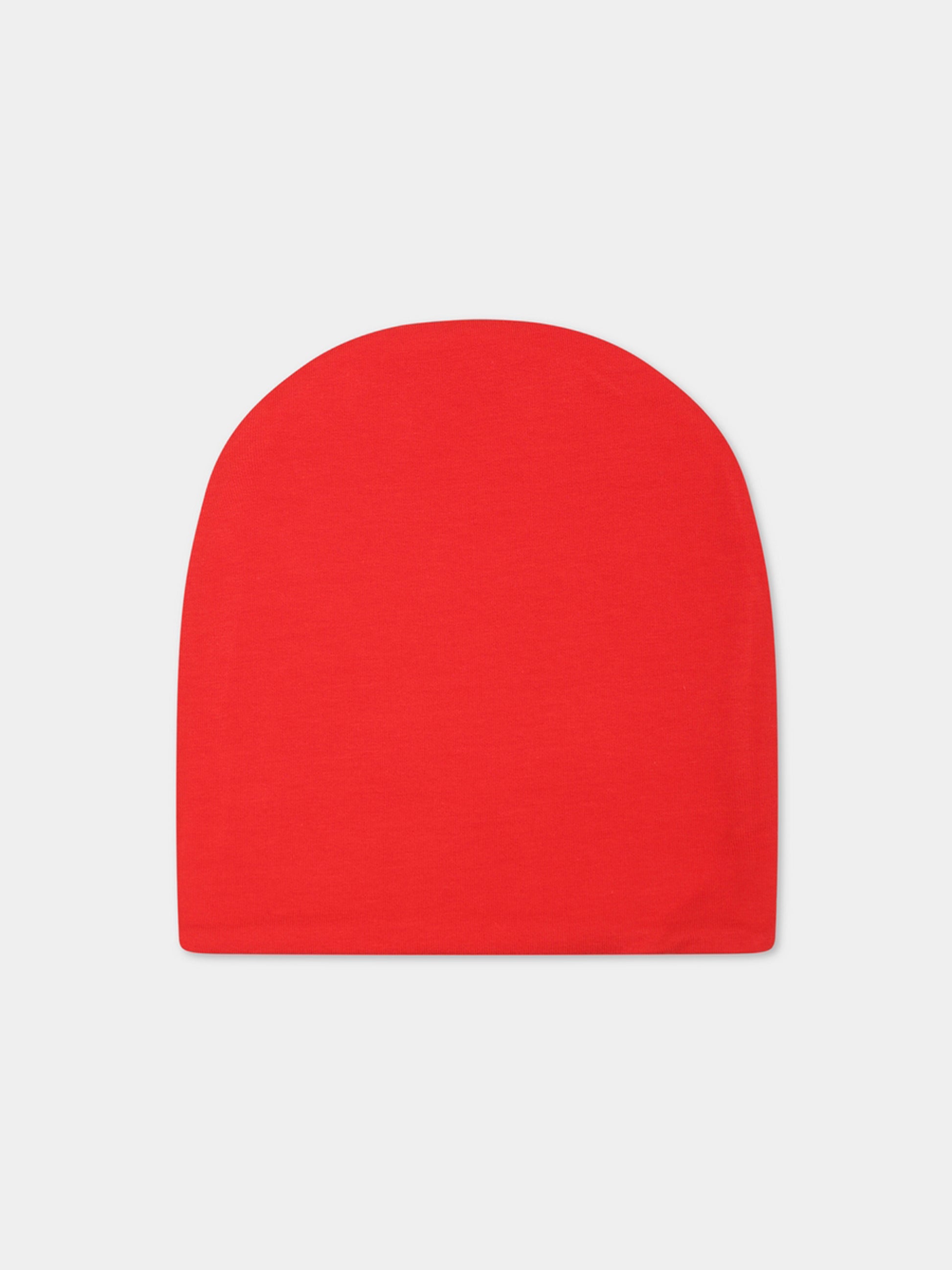 Berretto rosso per neonati con Teddy Bear e logo,Moschino Kids,MOX03N LDA17 50109