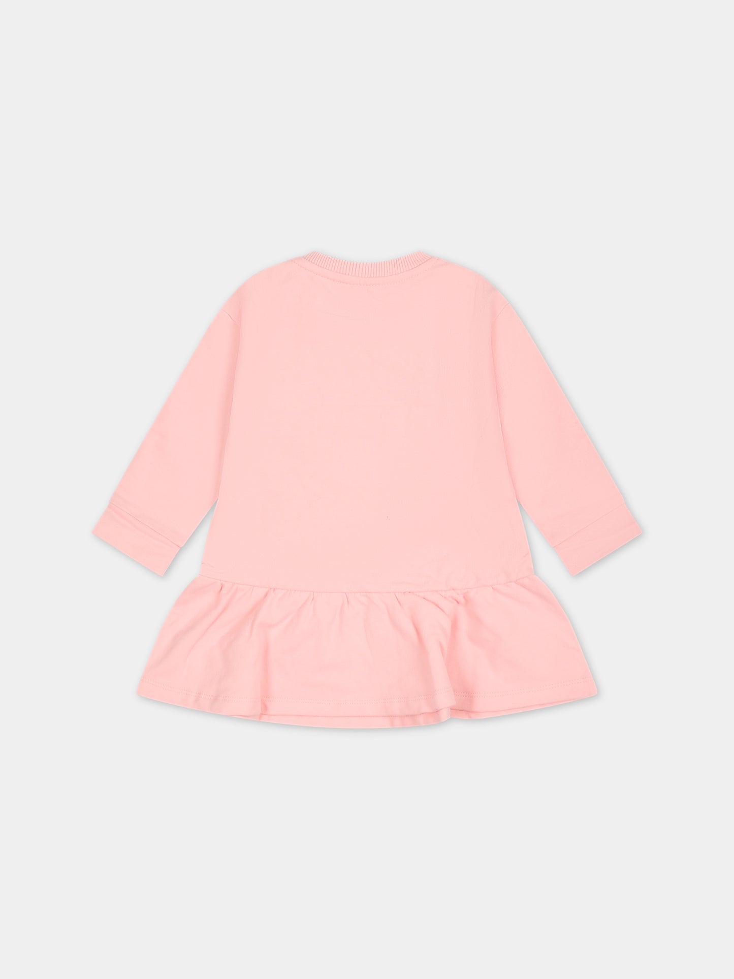 Vestito rosa per neonata con Teddy bear  elogo,Moschino Kids,MAV099 LDA55 50209