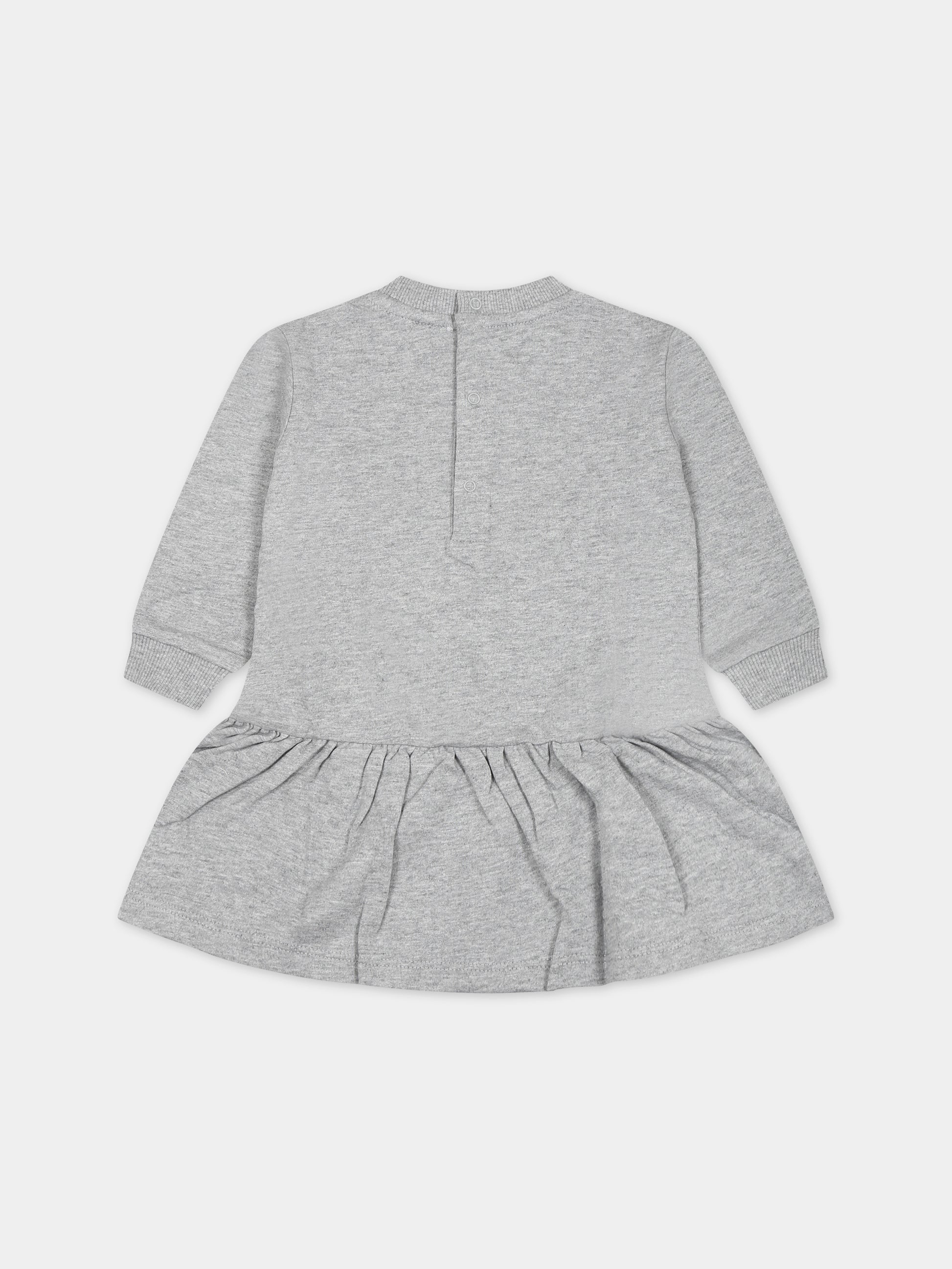 Vestito grigio per neonata con Teddy Bears e logo,Moschino Kids,MAV09V LCA60 60901