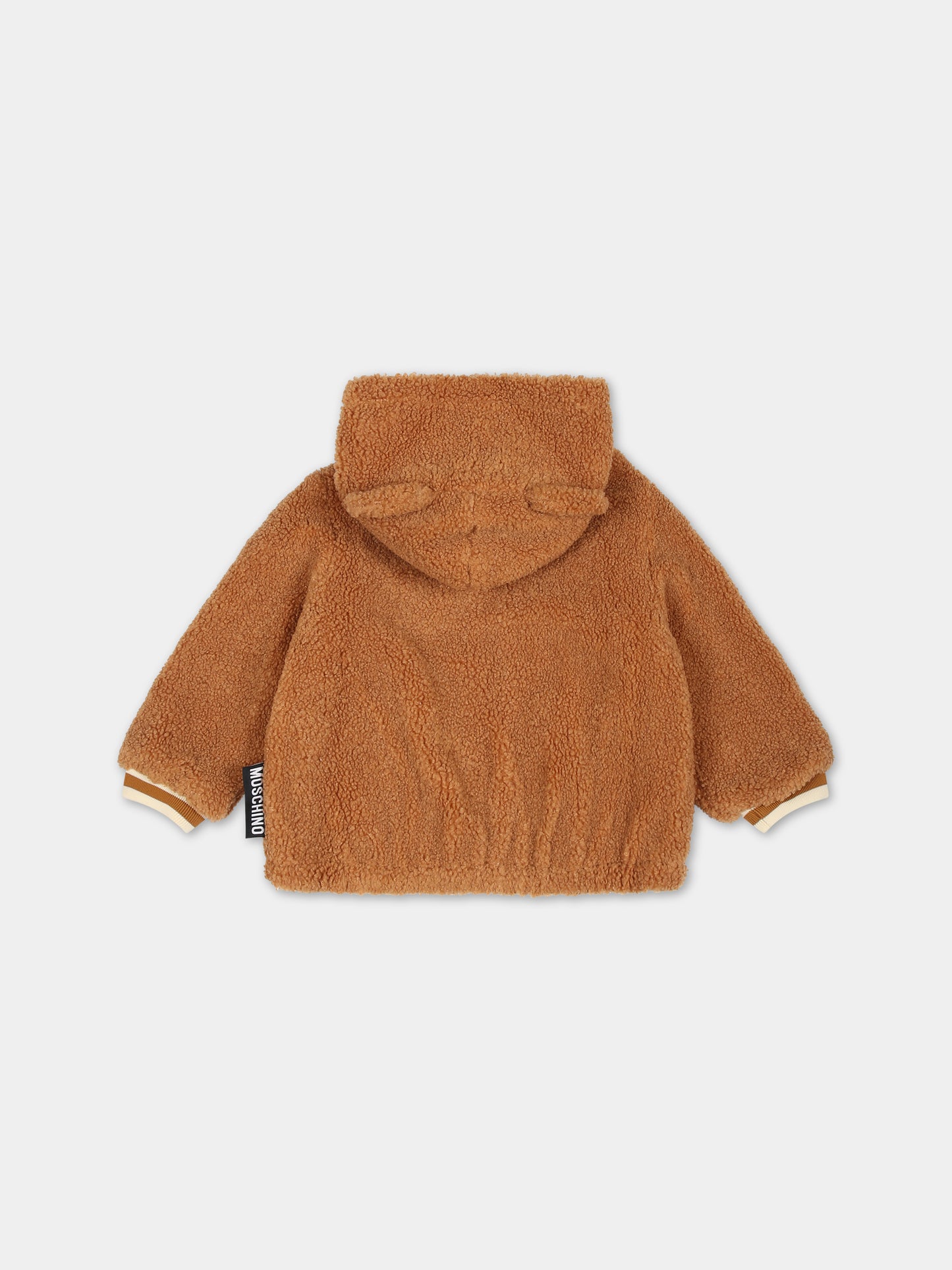 Ecopelliccia marrone reversibile per neonati con Teddy Bear e logo,Moschino Kids,MUA006 LIA00 20093