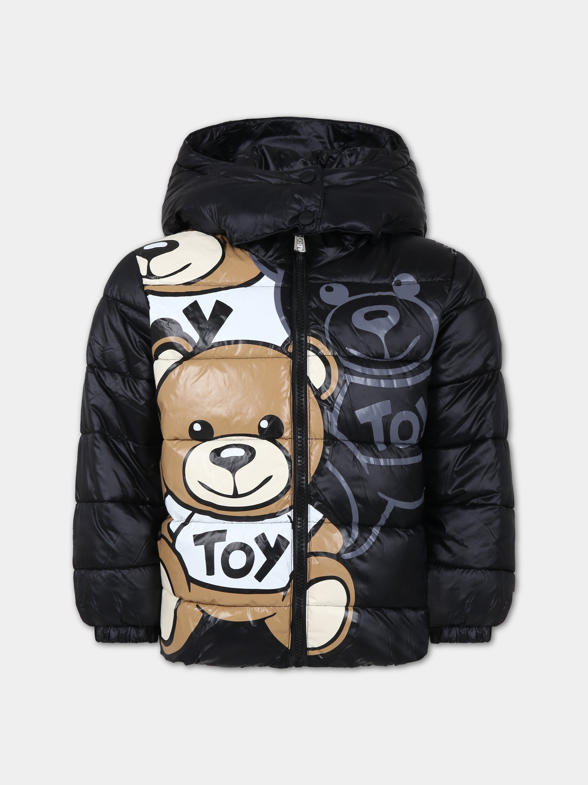 Piumino nero per bambino con Teddy Bears e logo,Moschino Kids,HUS043 L3A32 60100