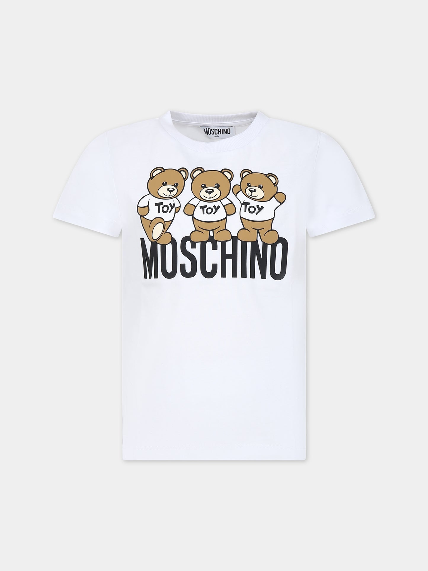 T-shirt bianca per bambini con Teddy Bears,Moschino Kids,HVM03U LAA34 10101