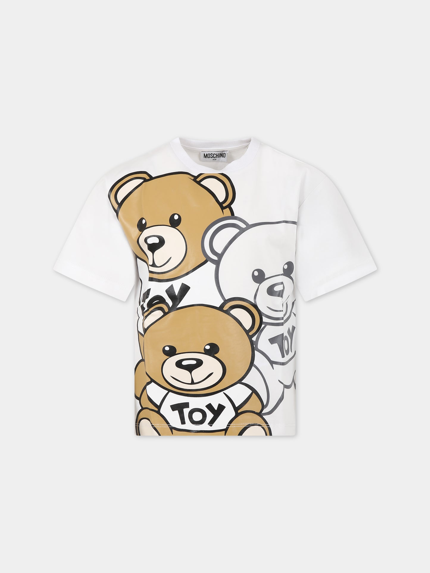 T-shirt bianca per bambino con Teddy Bears,Moschino Kids,HQM03R LAA20 10101