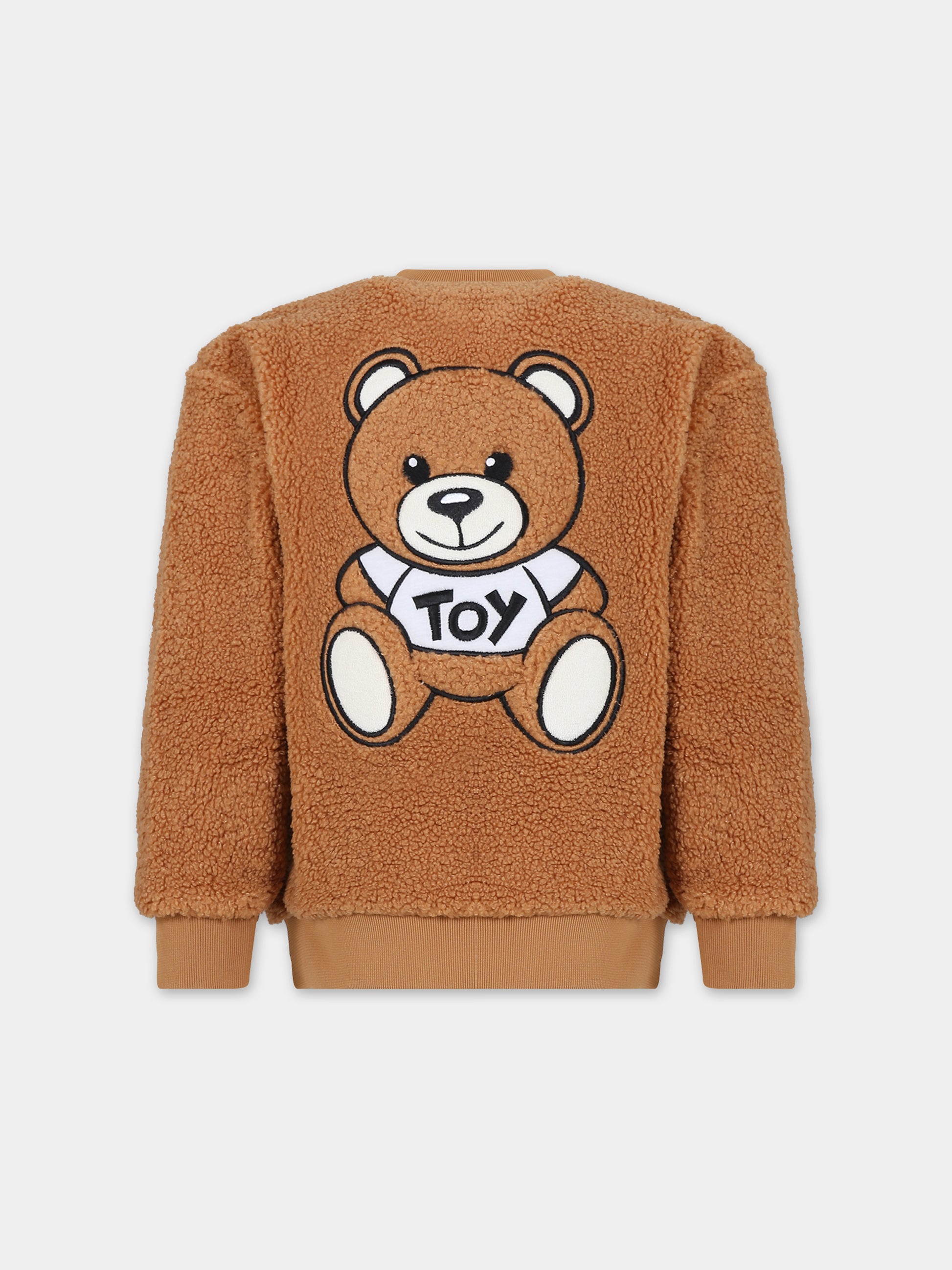 Felpa marrone per bambini con logo e Teddy Bear,Moschino Kids,HMF06B LIA00 20093