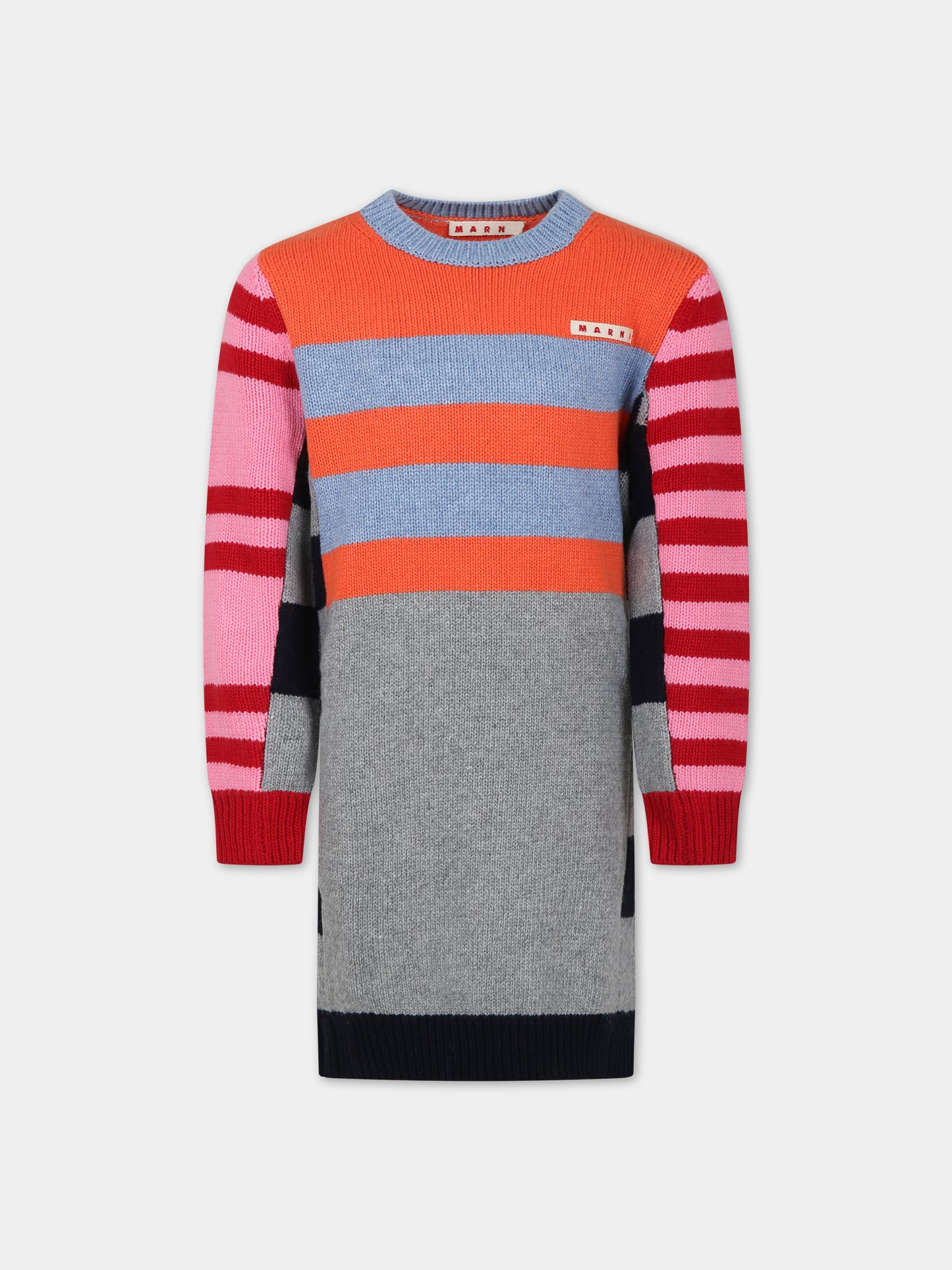 Vestito multicolor per bambina con logo,Marni Kids,M00906 0M428