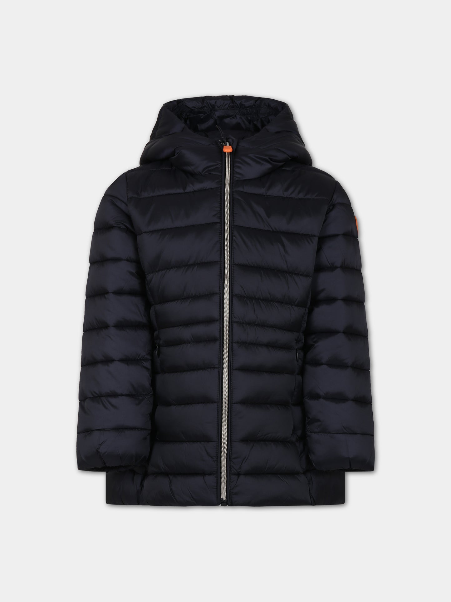 Piumino nero per bambina con logo,Save The Duck Kids,J47300G IRIS17 10000