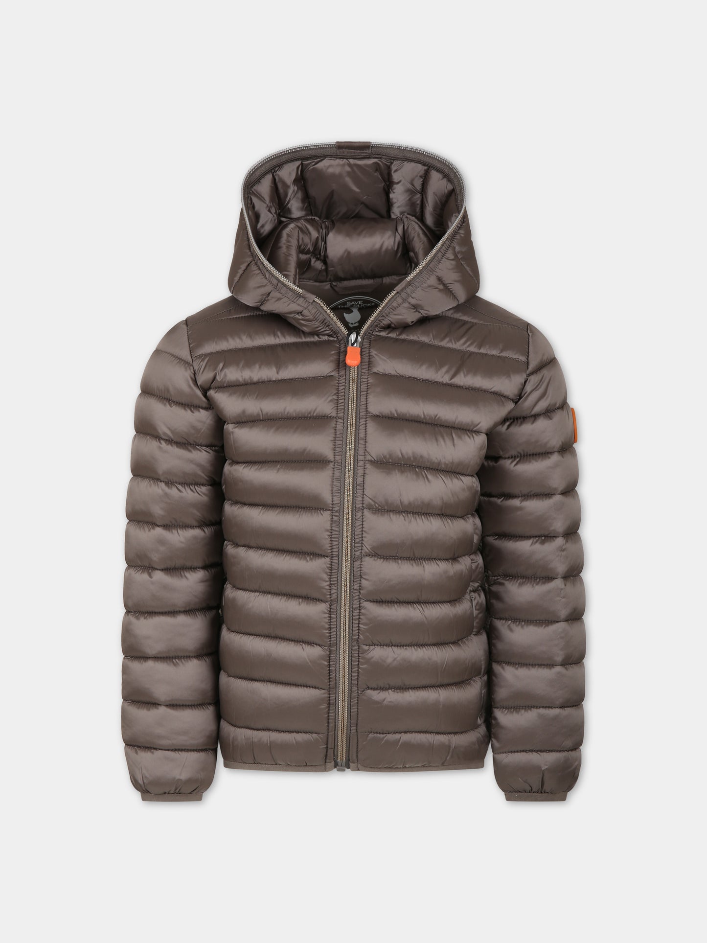 Piumino grigio per bambina con logo,Save The Duck Kids,J32310G IRIS17 40023