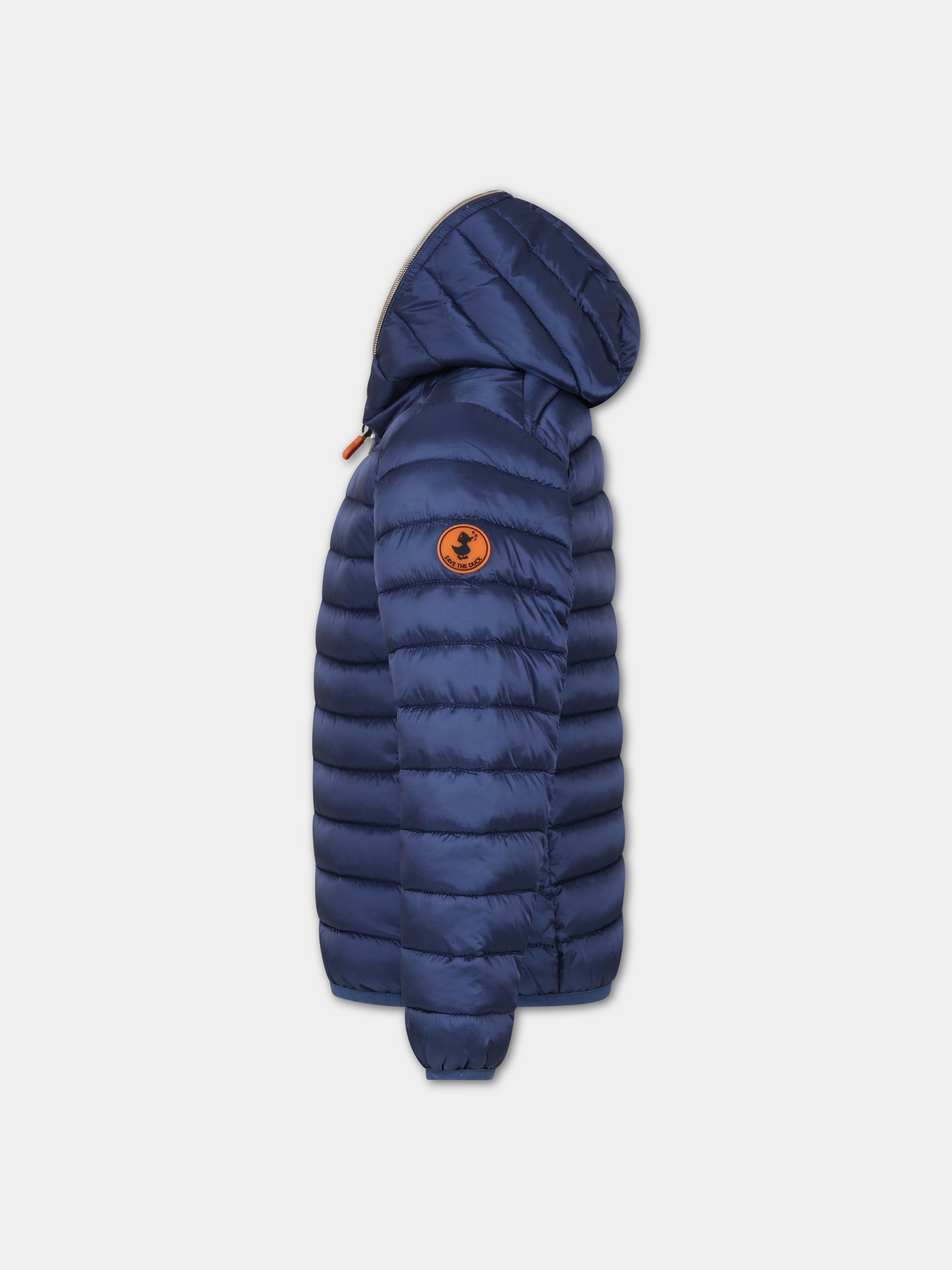 Piumino blu per bambina con logo,Save The Duck Kids,J32310G IRIS17 90000