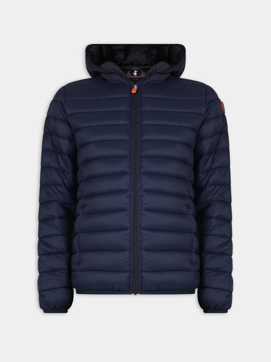 Piumino blu per bambino con logo,Save The Duck Kids,J30650B GIGA17 90000
