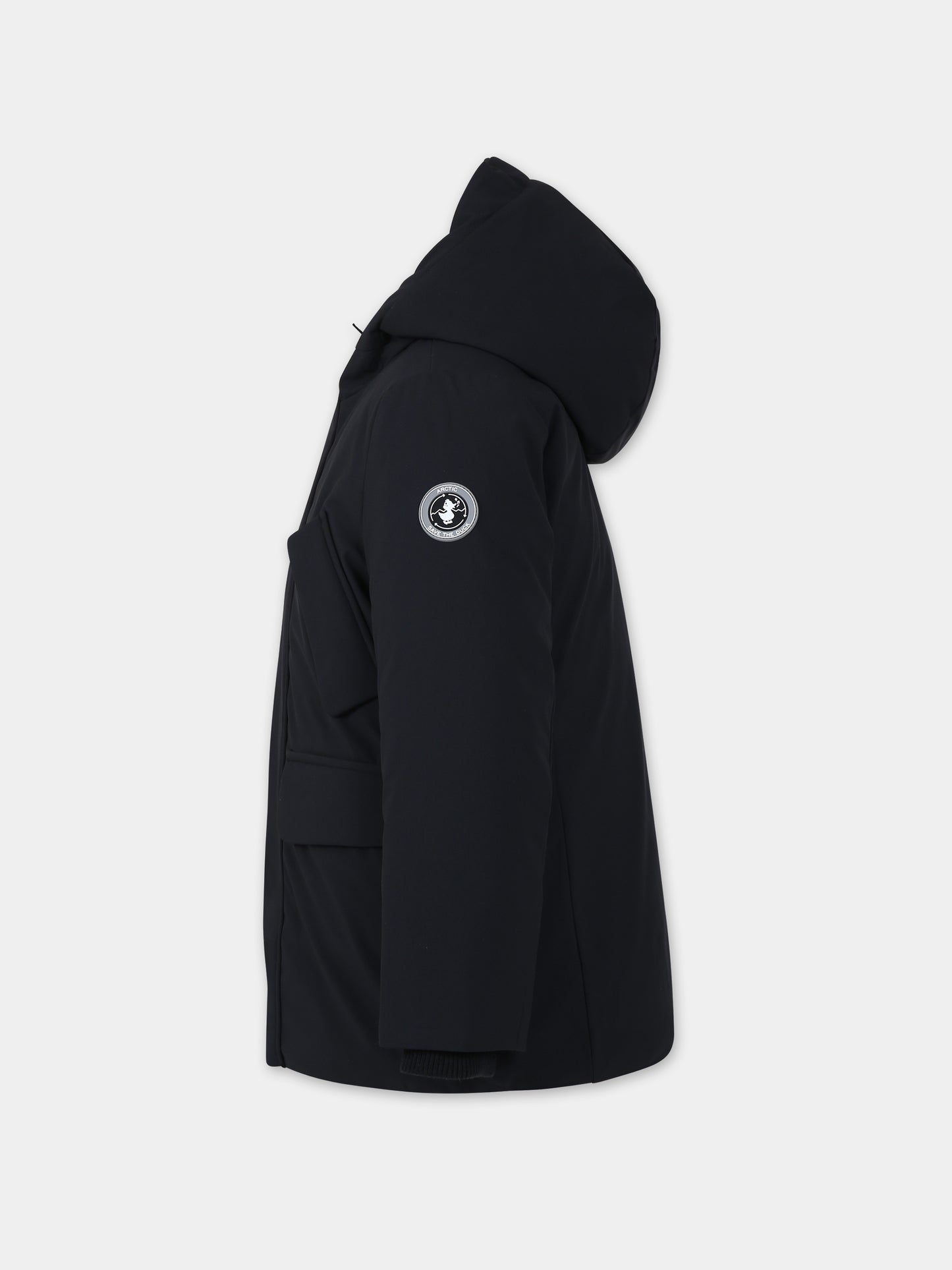 Parka Theo nero per bambino con logo,Save The Duck Kids,P43180B SMEG17 10000