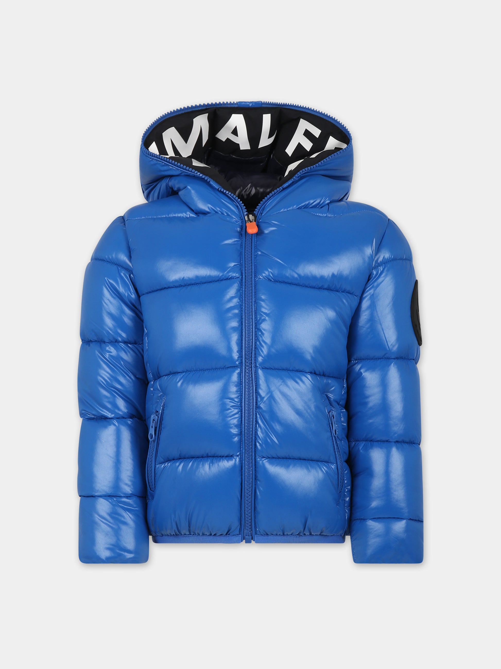 Piumino azzurro per bambino con logo,Save The Duck Kids,J31280B LUCK17 90058