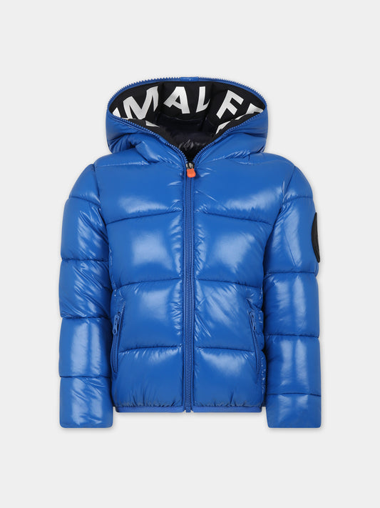 Piumino azzurro per bambino con logo,Save The Duck Kids,J31280B LUCK17 90058