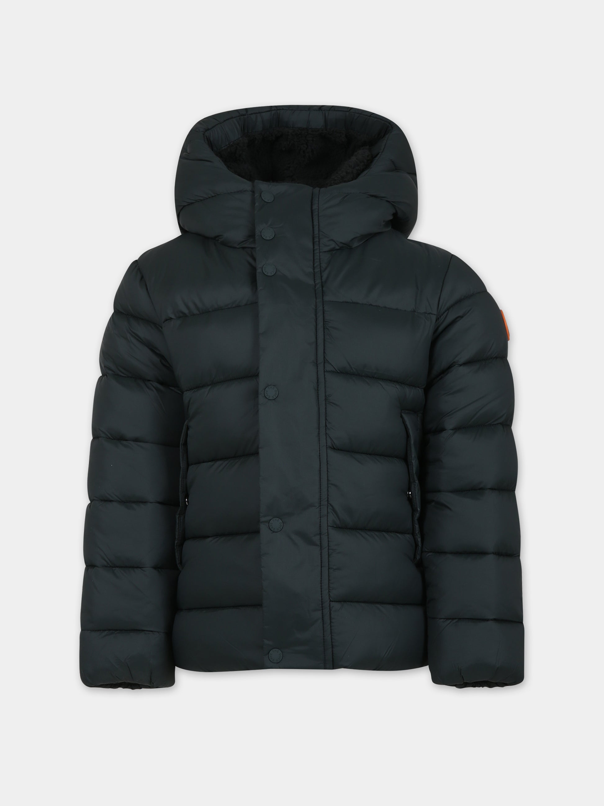 Piumino Gine verde per bambino con logo,Save The Duck Kids,J30874B GIRE17 50030