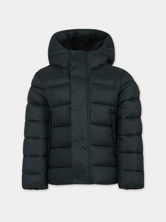 Piumino Gine verde per bambino con logo,Save The Duck Kids,J30874B GIRE17 50030