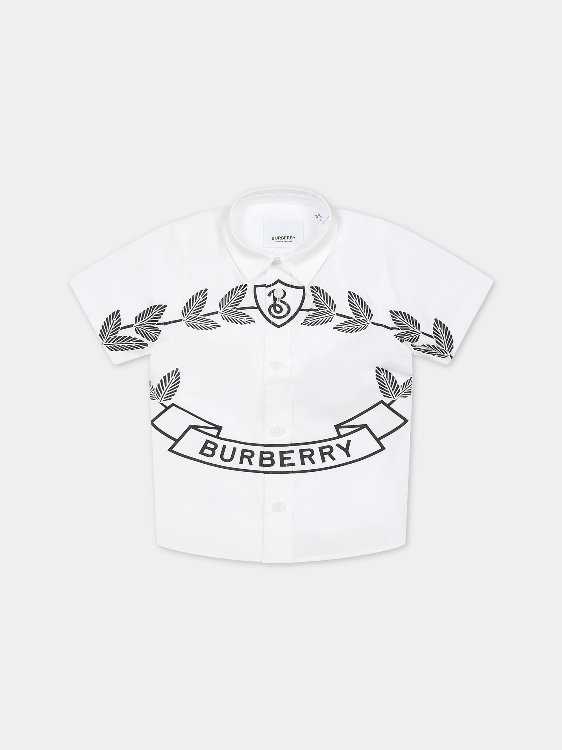 Camicia bianca per neonato con logo,Burberry Kids,8072736