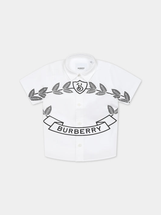Camicia bianca per neonato con logo,Burberry Kids,8072736