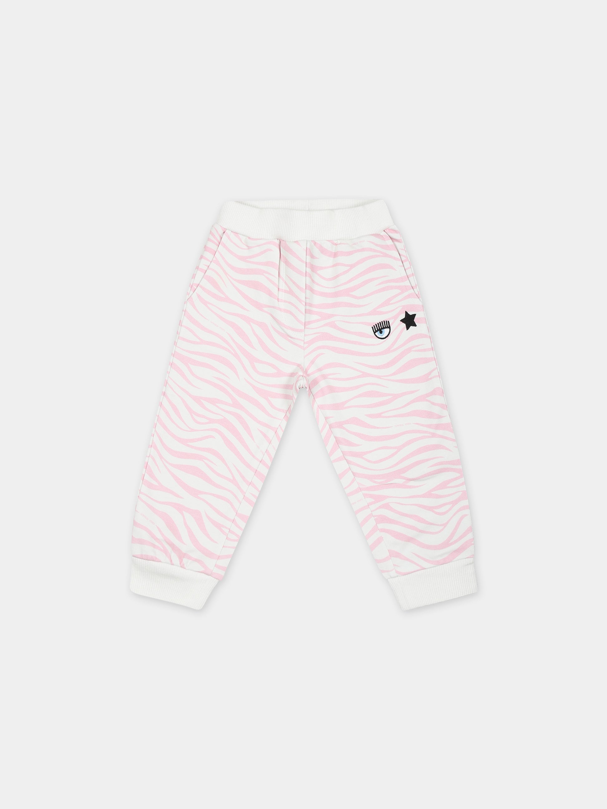 Pantaloni bianchi per neonata con eyestar,Chiara Ferragni Collection,53B404 2006 067F