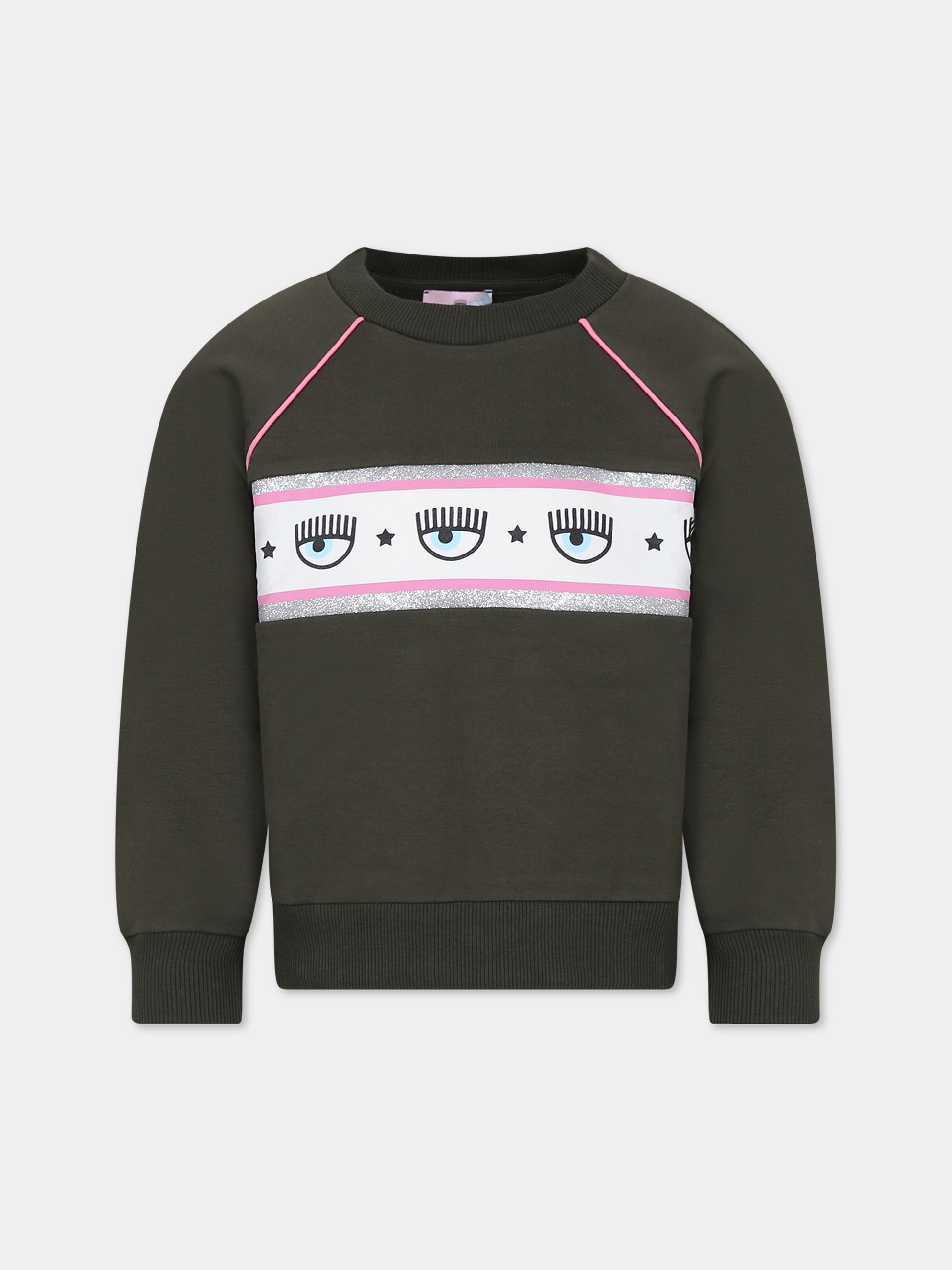 Gonna verde per bambina con eyes flirting,Chiara Ferragni Collection,59B605 2010 007F