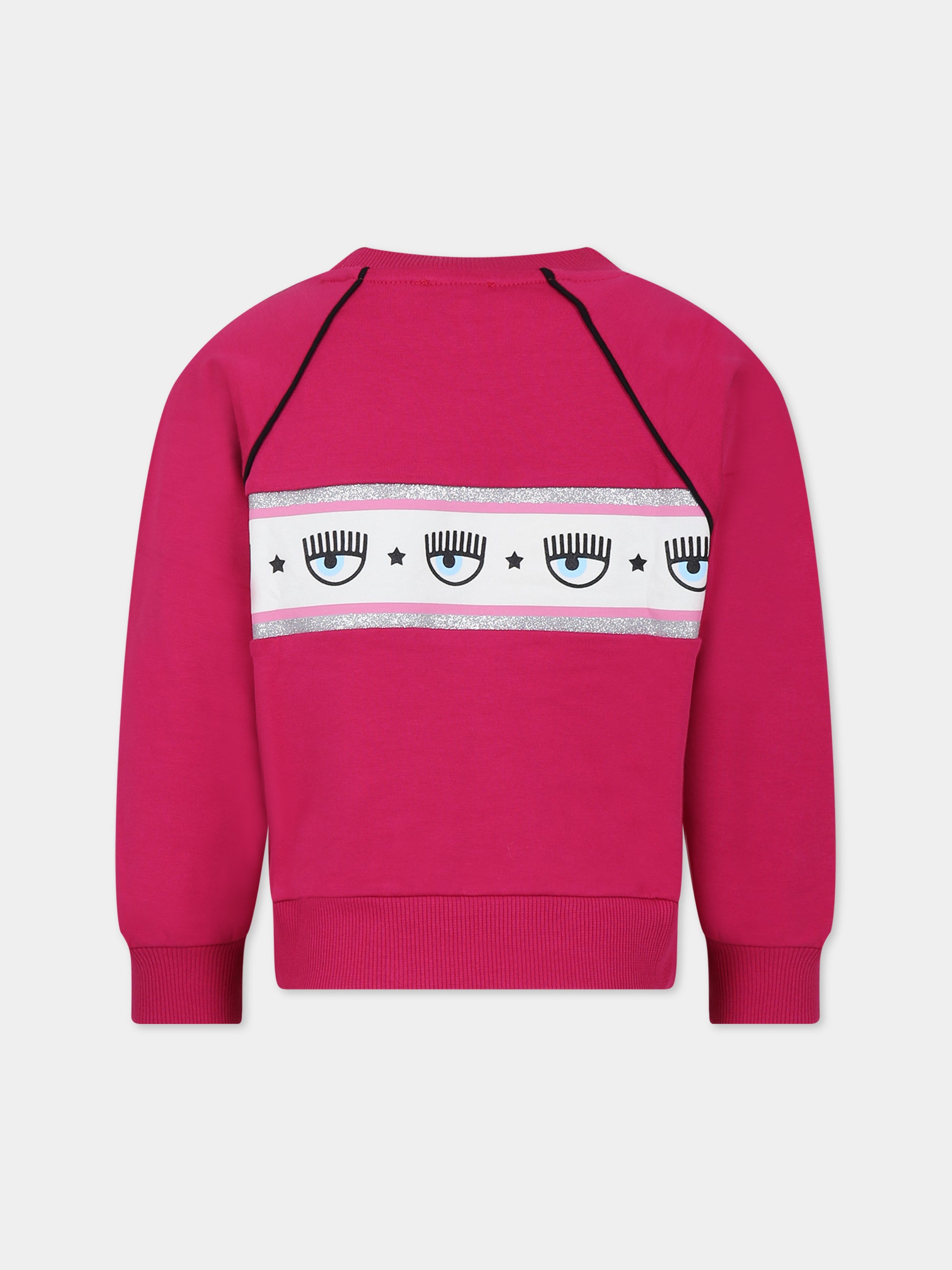 Felpa fucsia per bambina con eyes flirting,Chiara Ferragni Collection,59B605 2010 098F
