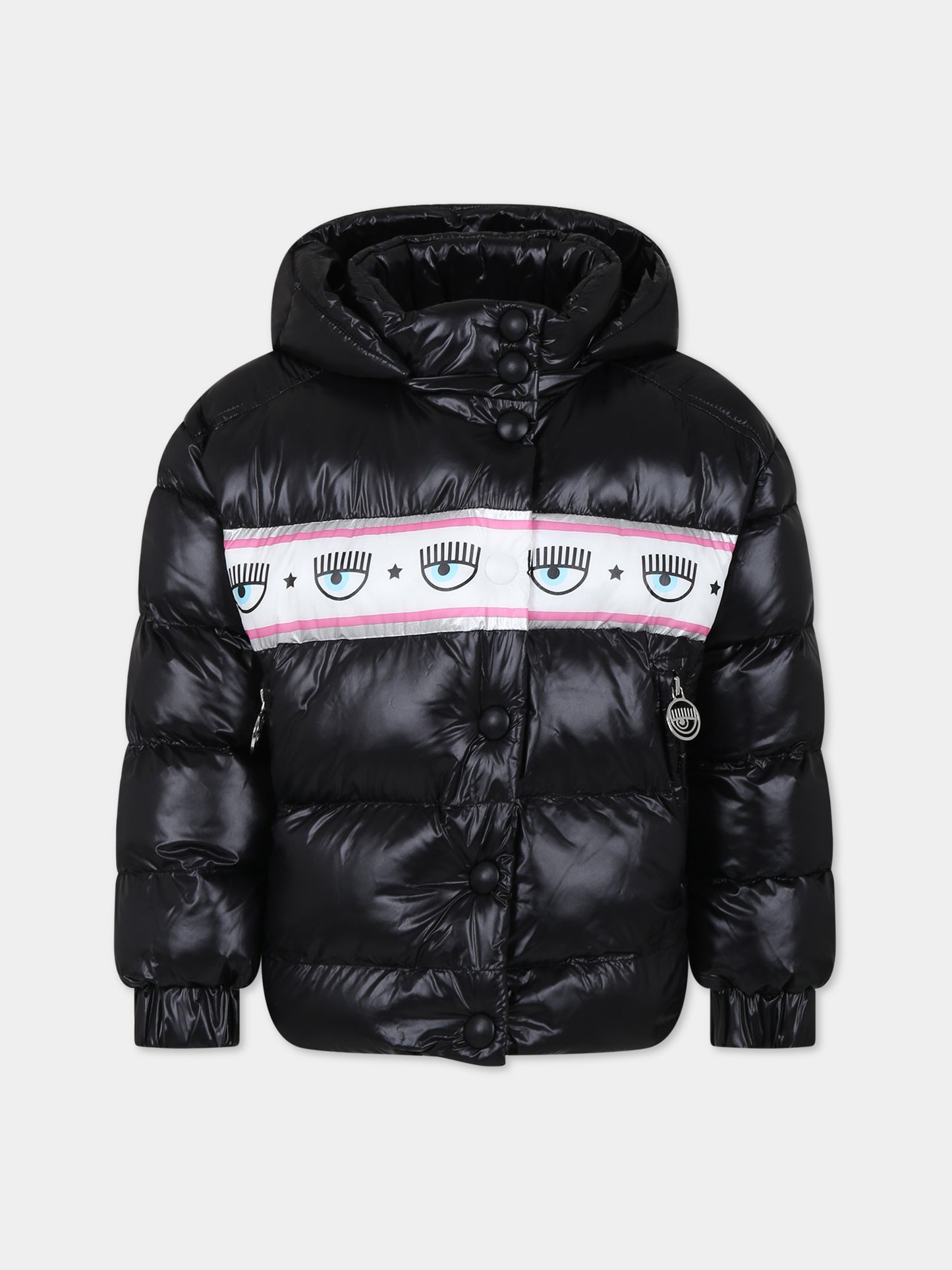 Piumino nero per bambina con eyes flirting,Chiara Ferragni Collection,51B100 2420 0050