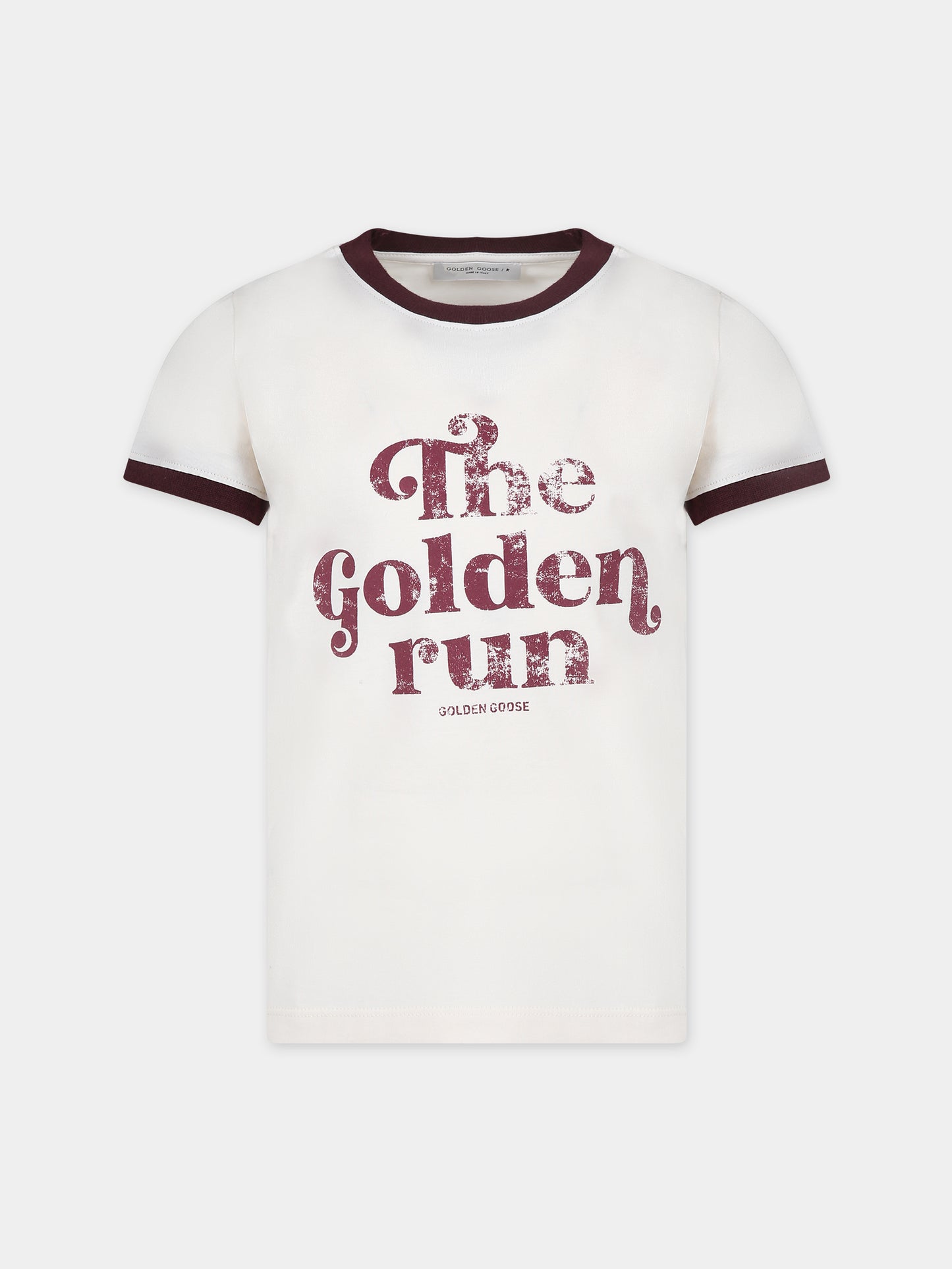 T-shirt avorio per bambini con scritta,Golden Goose,GYP01625 P001299 82455