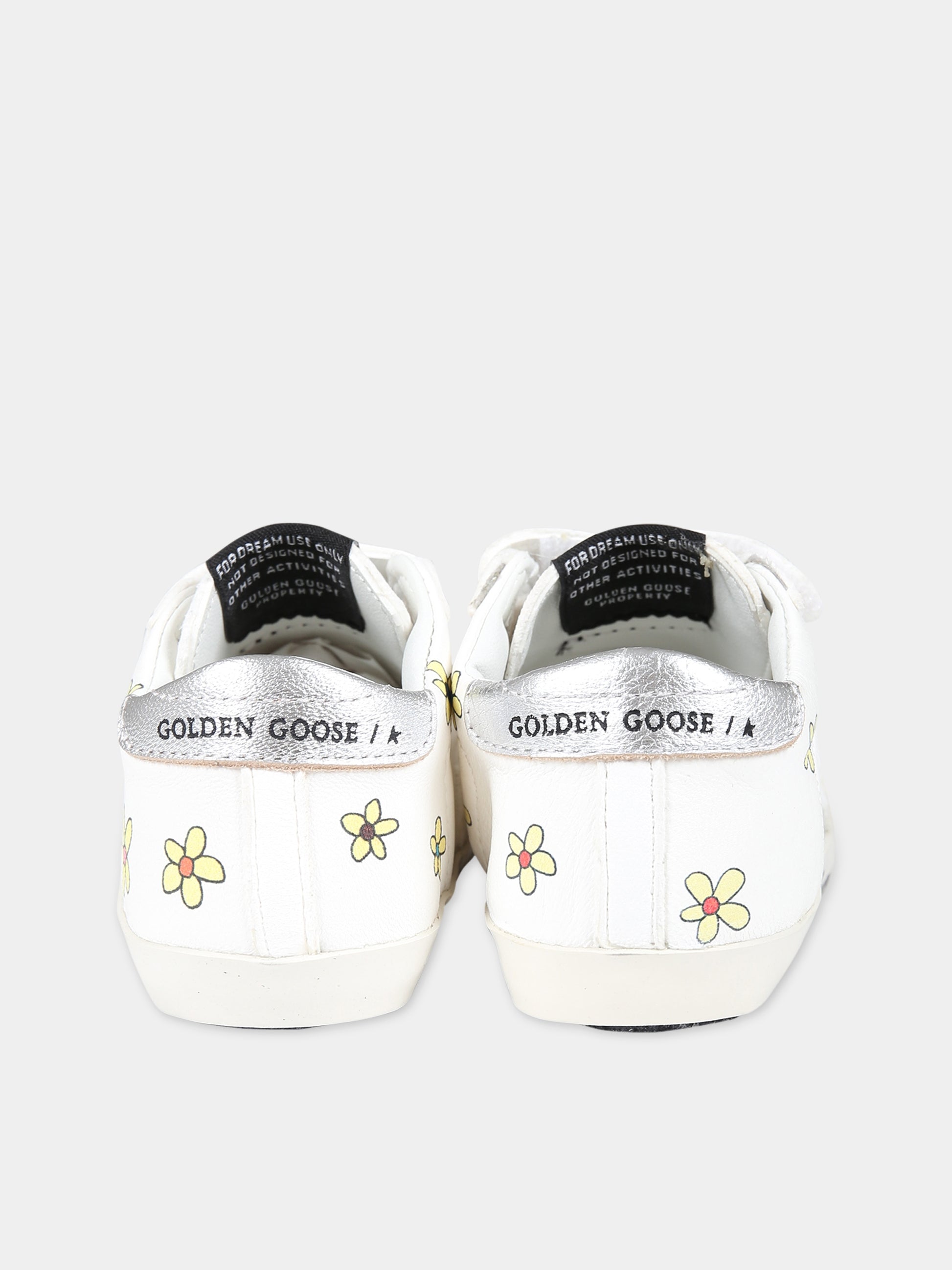 Sneakers Baby school bianche per neonata con stella e fiori,Golden Goose,GIF00166 F004874 10273