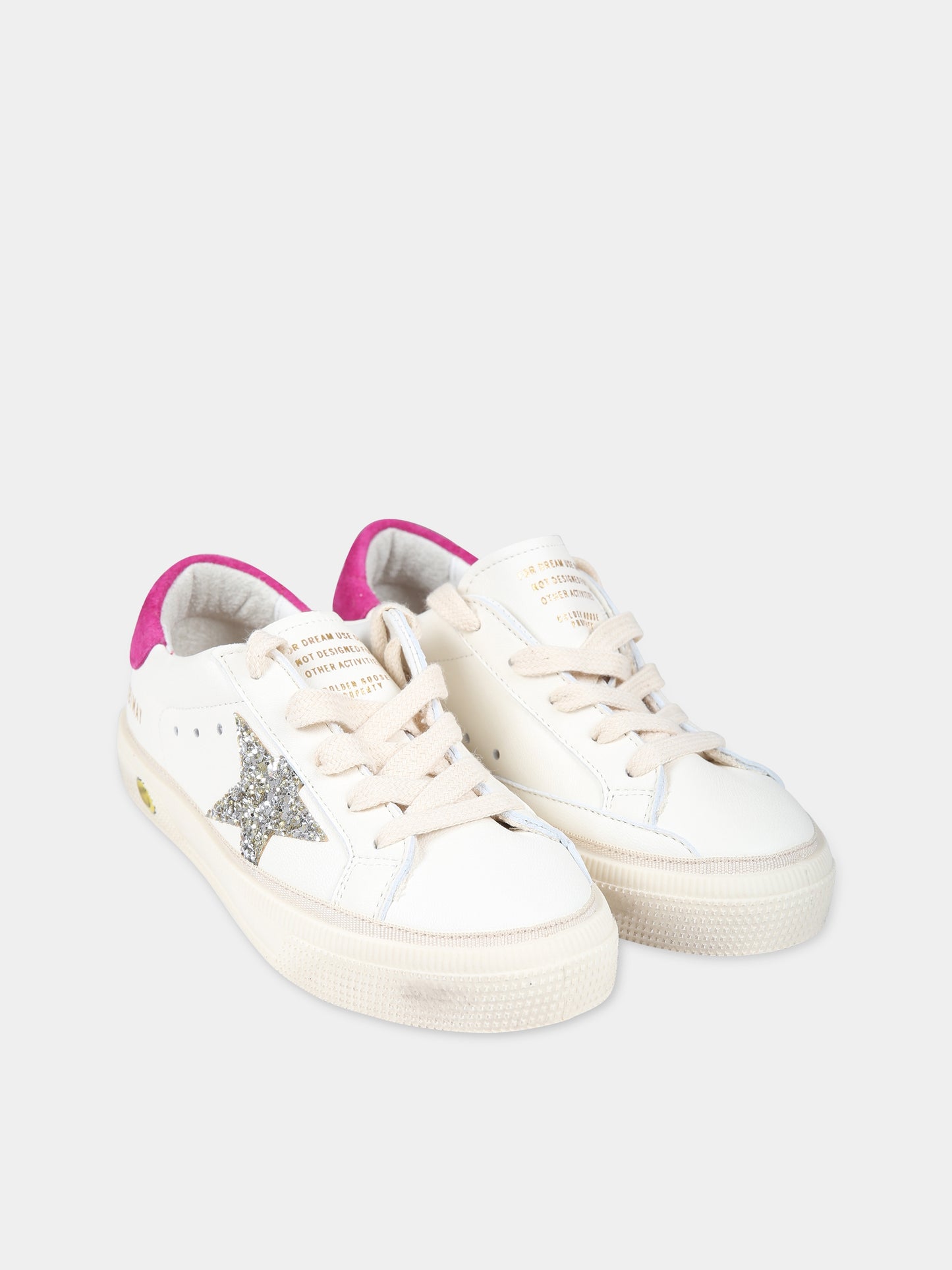 Sneakers May bianche per bambina con stella,Golden Goose,GYF00112 F004213 11398