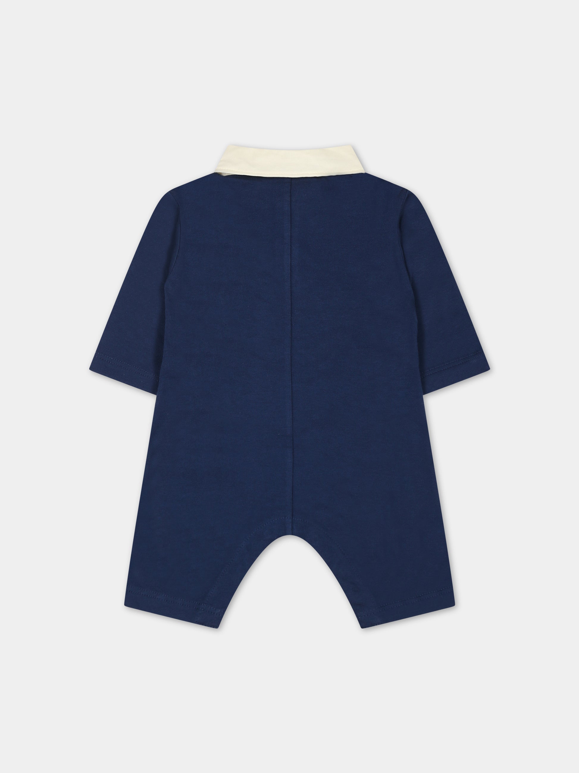 Tutina blu per neonato con incrocio GG,Gucci Kids,660754 XJFOW 4696