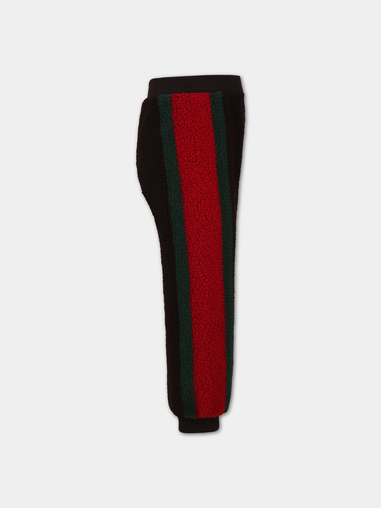 Pantaloni marroni per bambini con dettaglio Web,Gucci Kids,737428 XJFKN 2387