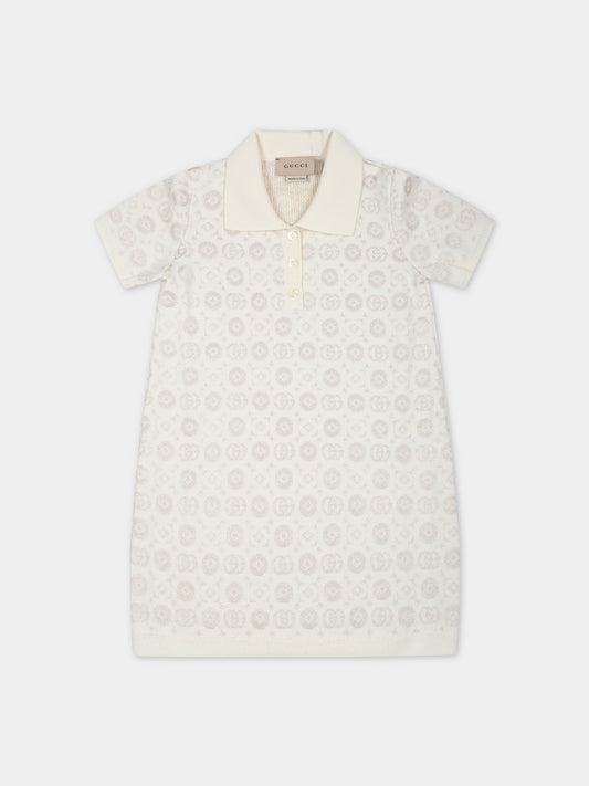 Vestito avorio per neonata con doppia G,Gucci Kids,750020 XKDEW 9575
