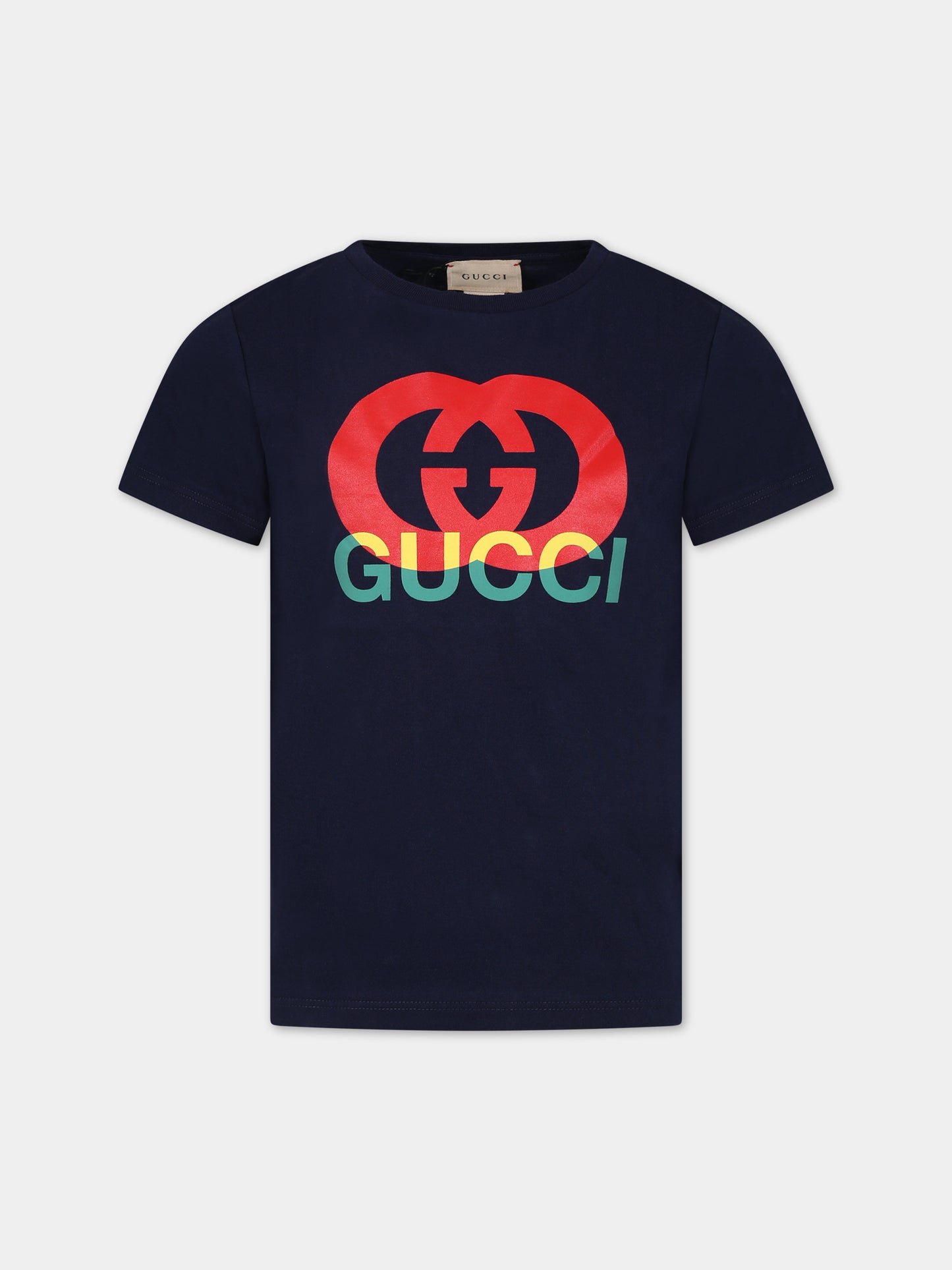 T-shirt blu con GG per bambini,Gucci Kids,547559 XJFMN 4585