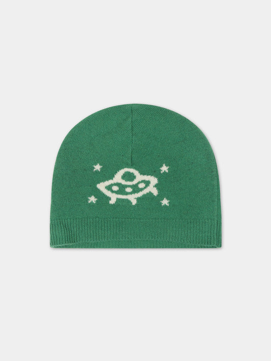 Berretto verde per bambino con doppia G,Gucci Kids,748423 4K206 3178