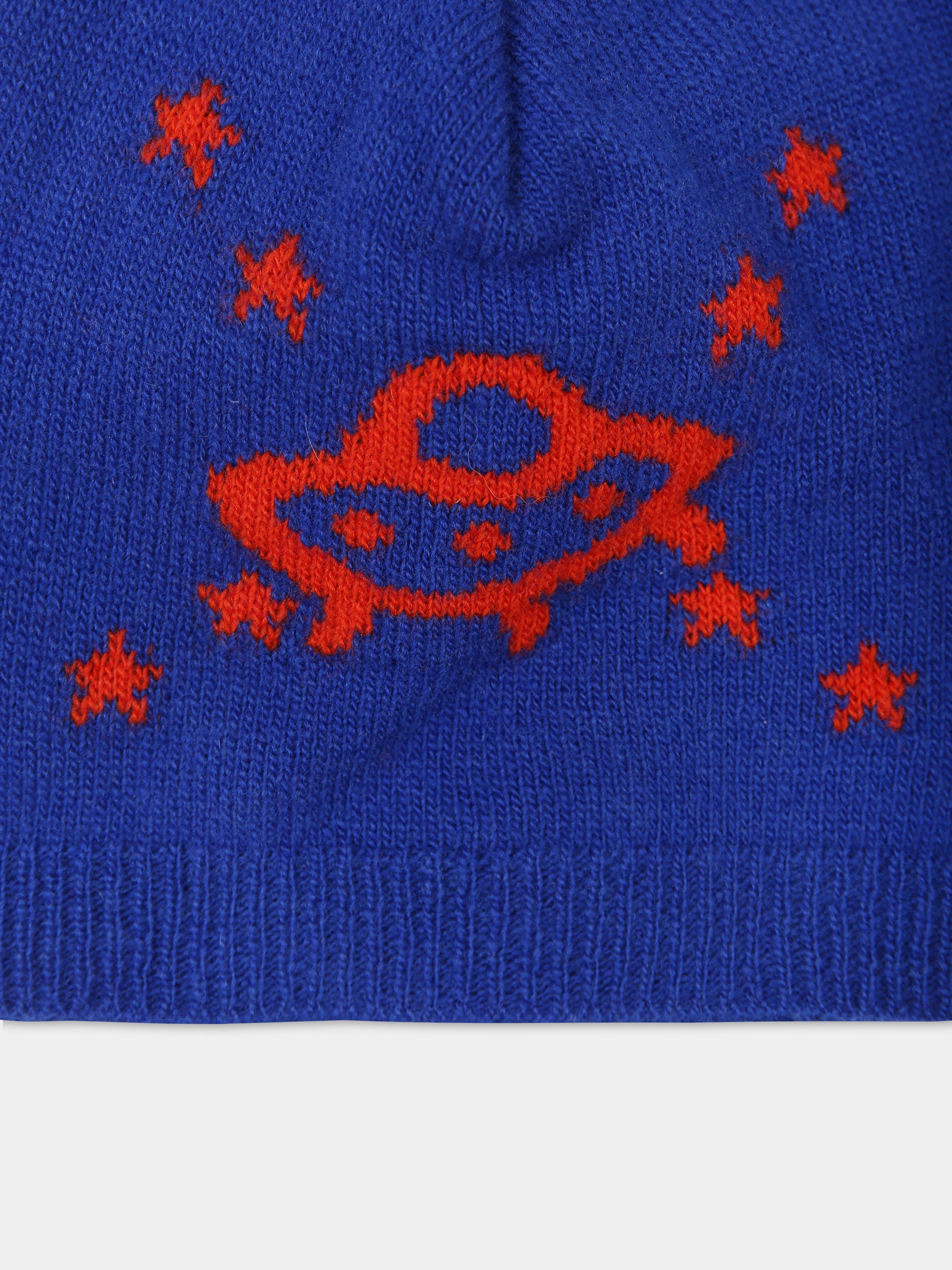 Berretto blu per bambino con incrocio GG,Gucci Kids,748423 4K206 4374