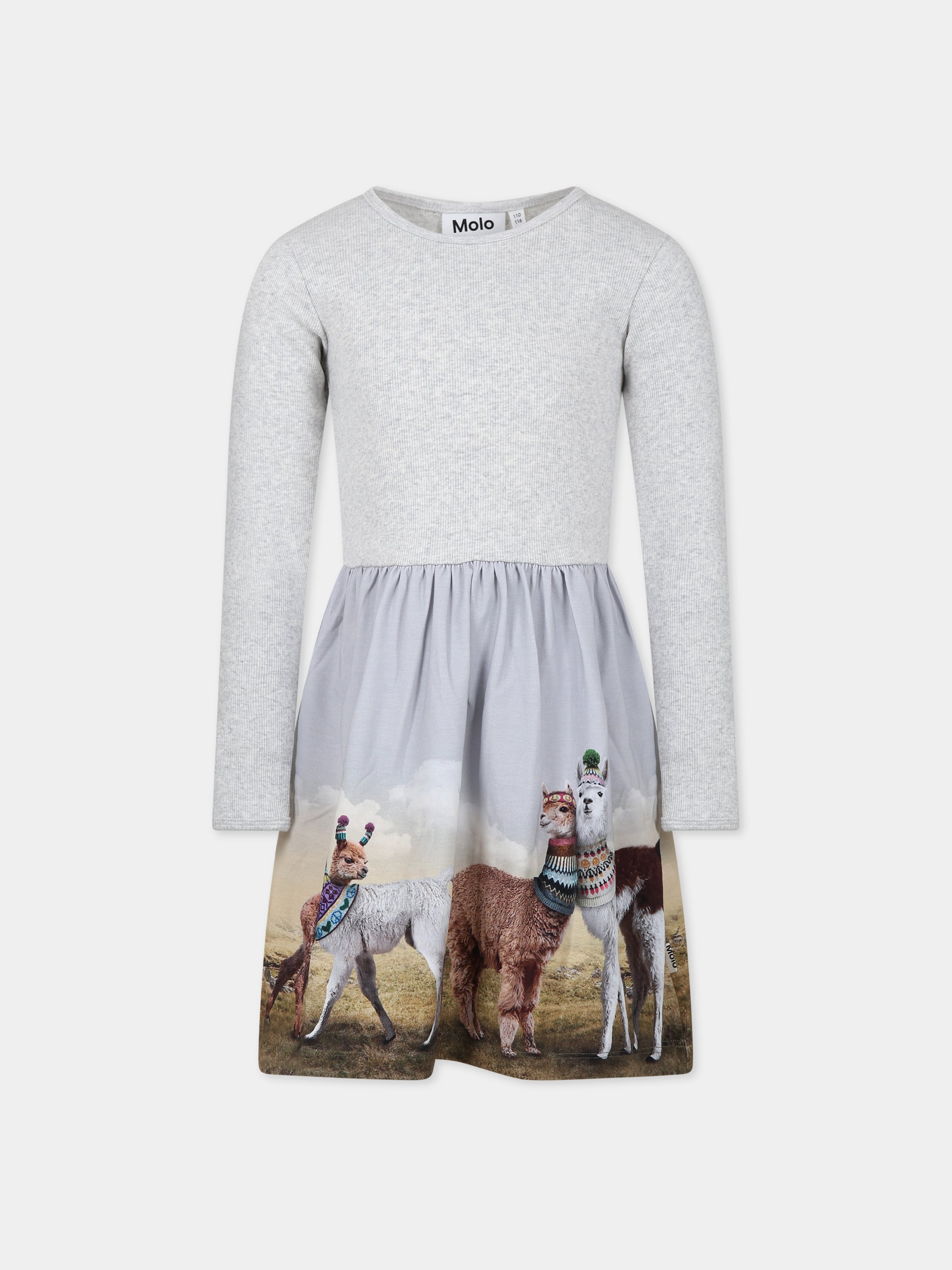 Vestito grigio per bambina con lama,Molo,2W23E216 3394