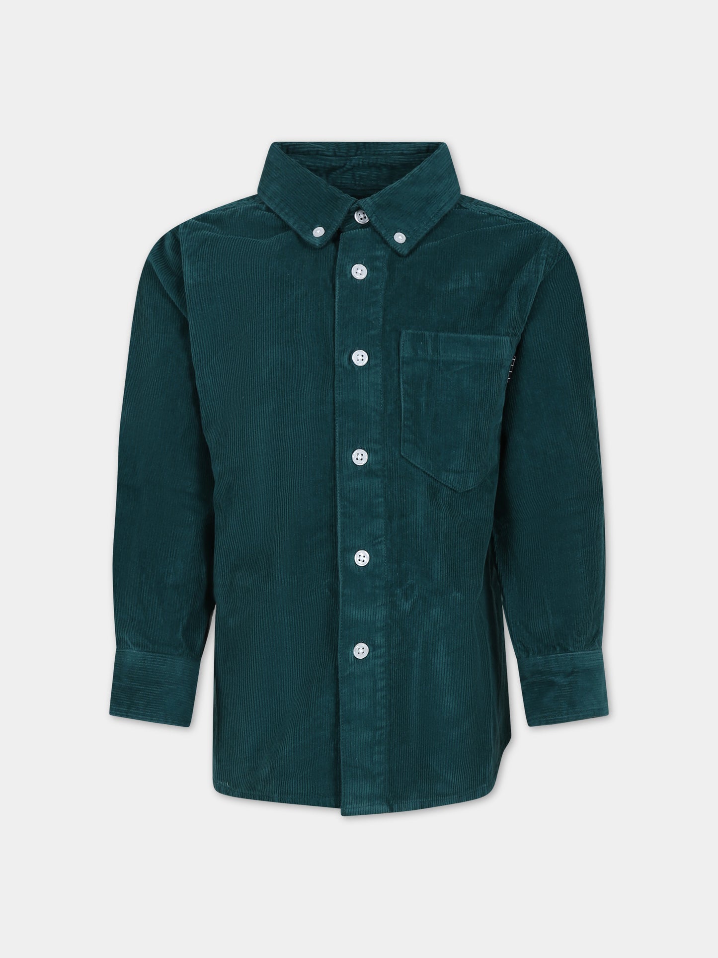 Camicia verde per bambino con logo,Molo,1W23C203 8801